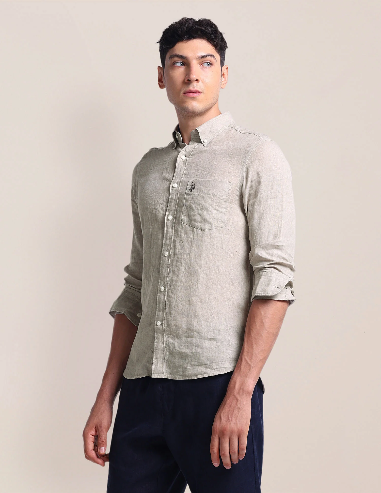 Solid Chest Pocket Shirt - Image 4