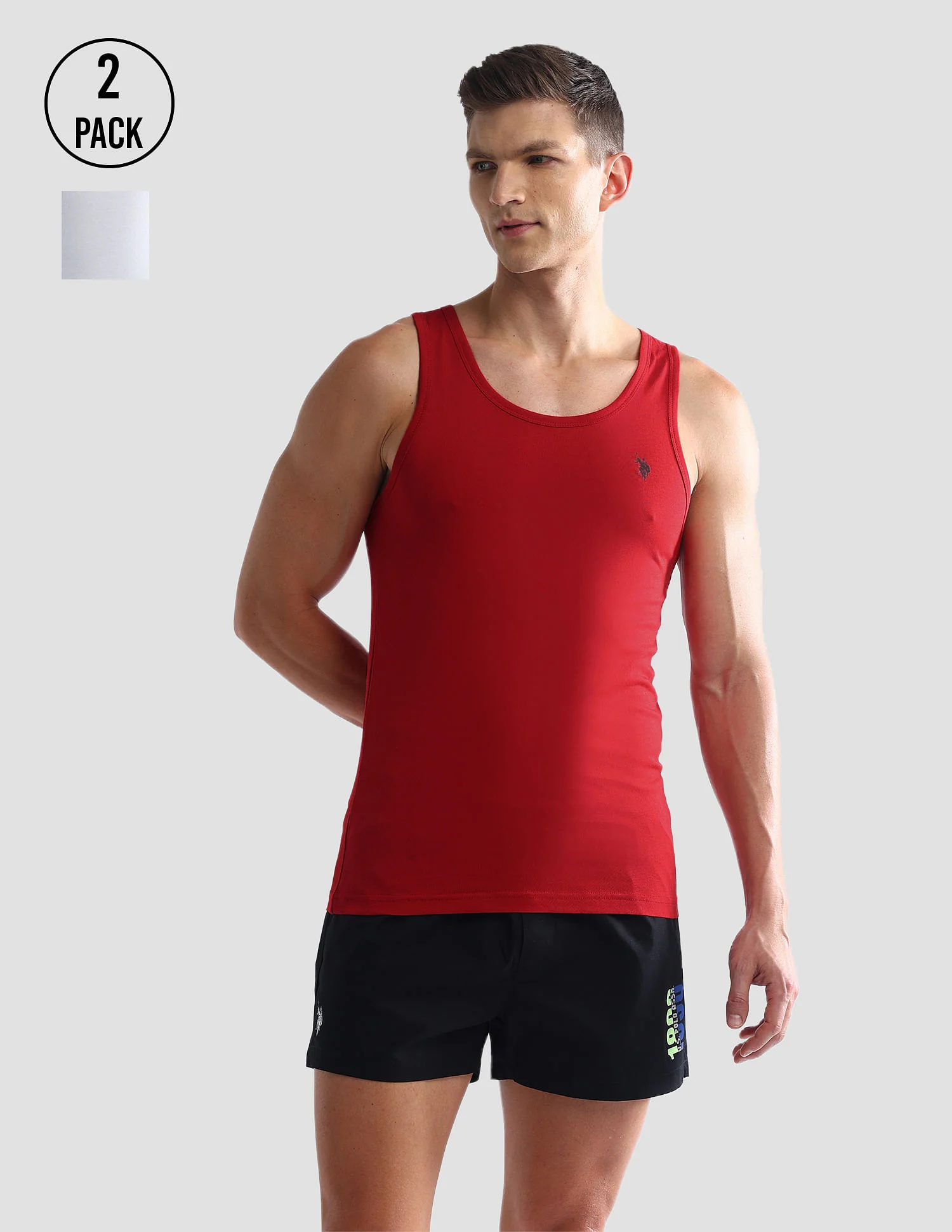 Solid Cotton OEV03 Vest - Pack Of 2