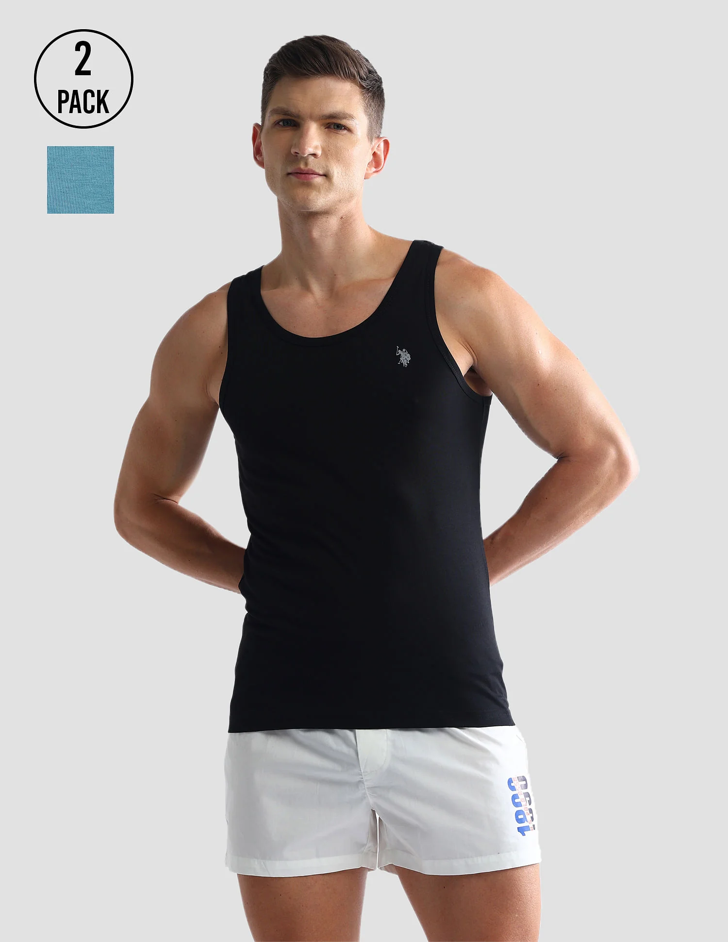 Solid Cotton OEV03 Vest - Pack Of 2
