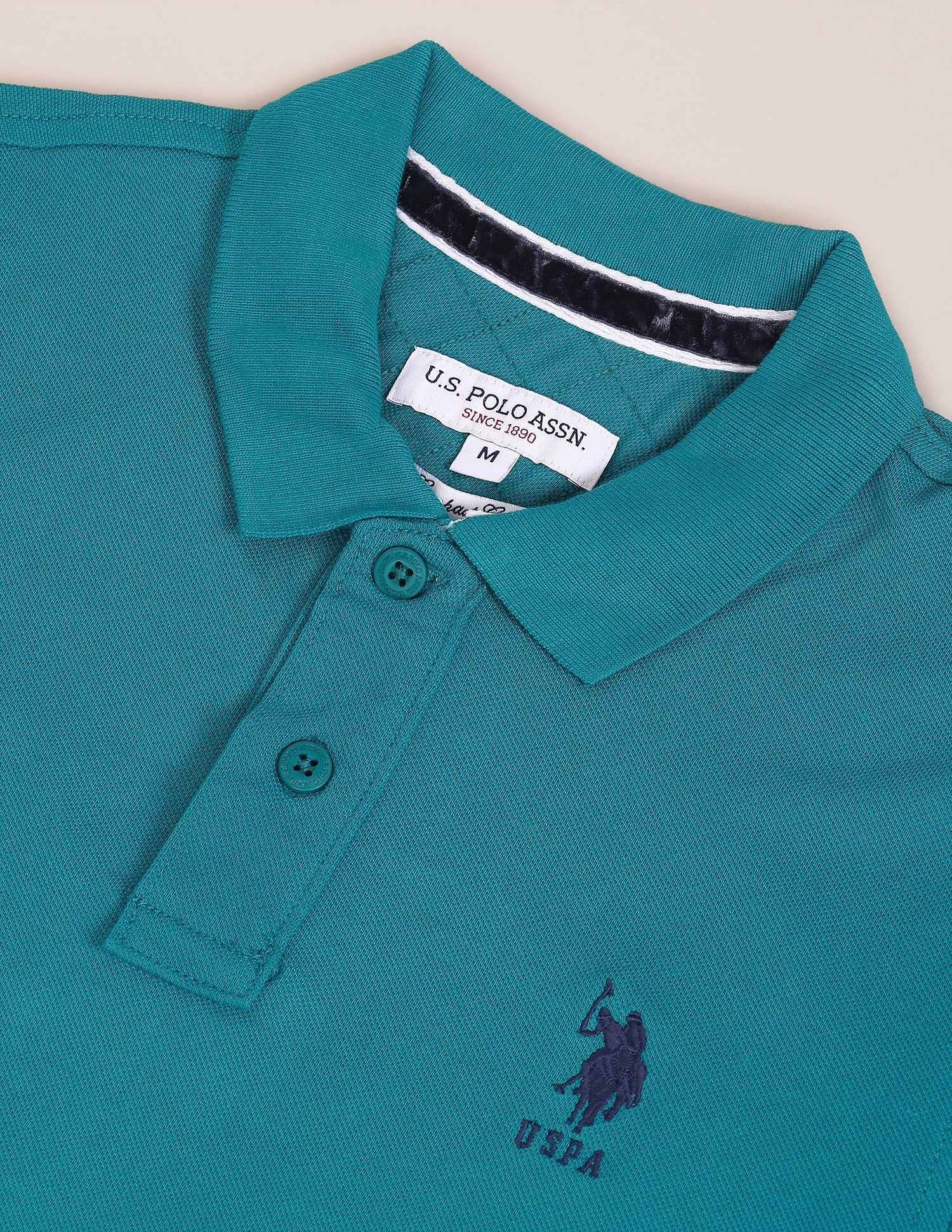 Ribbed Collar Solid Polo Shirt - Image 2
