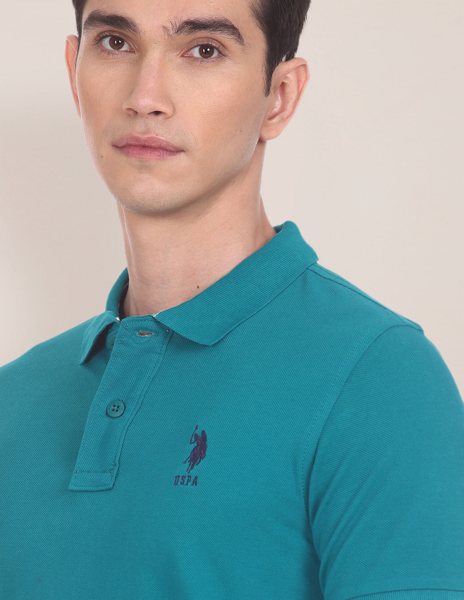 Ribbed Collar Solid Polo Shirt - Image 7