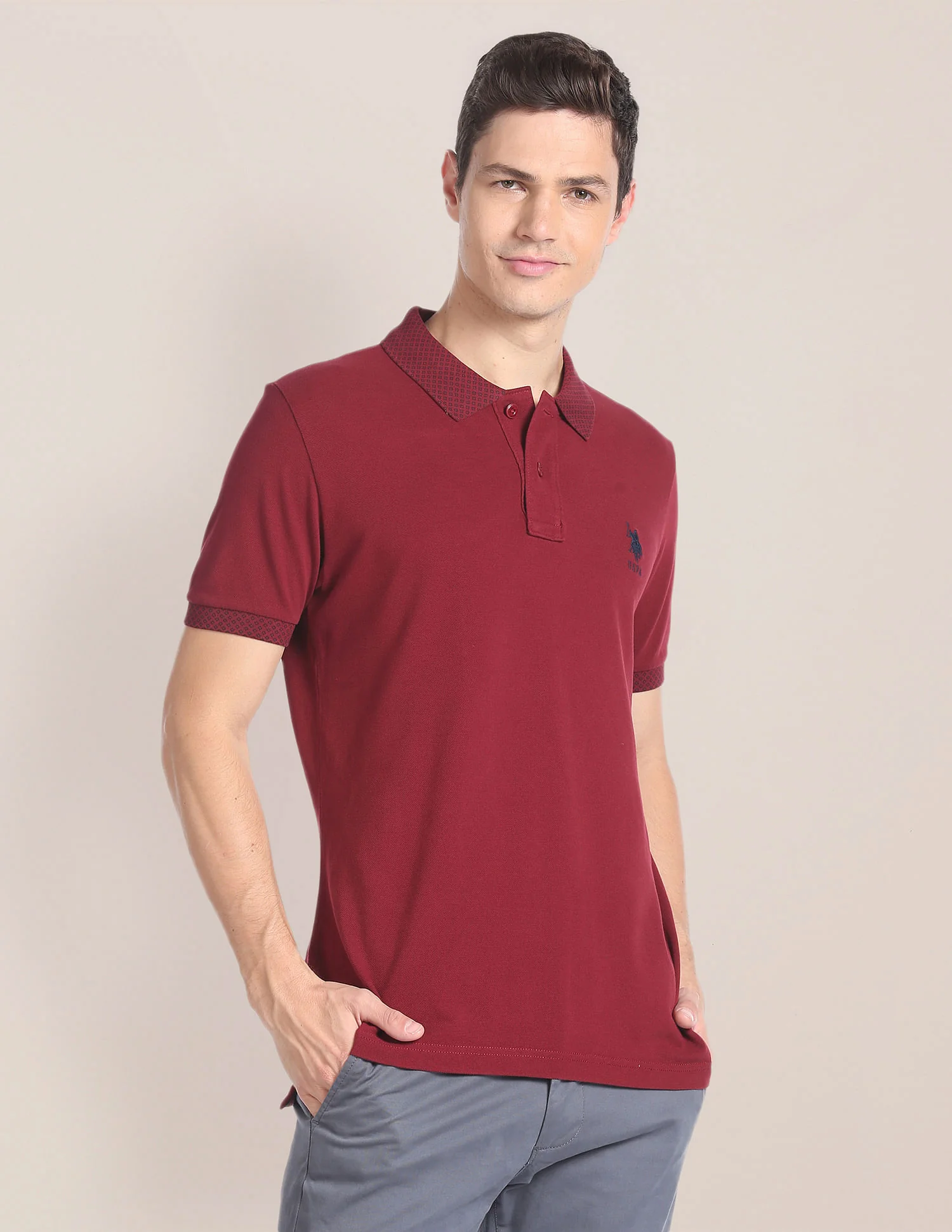 Solid Cotton Polo Shirt