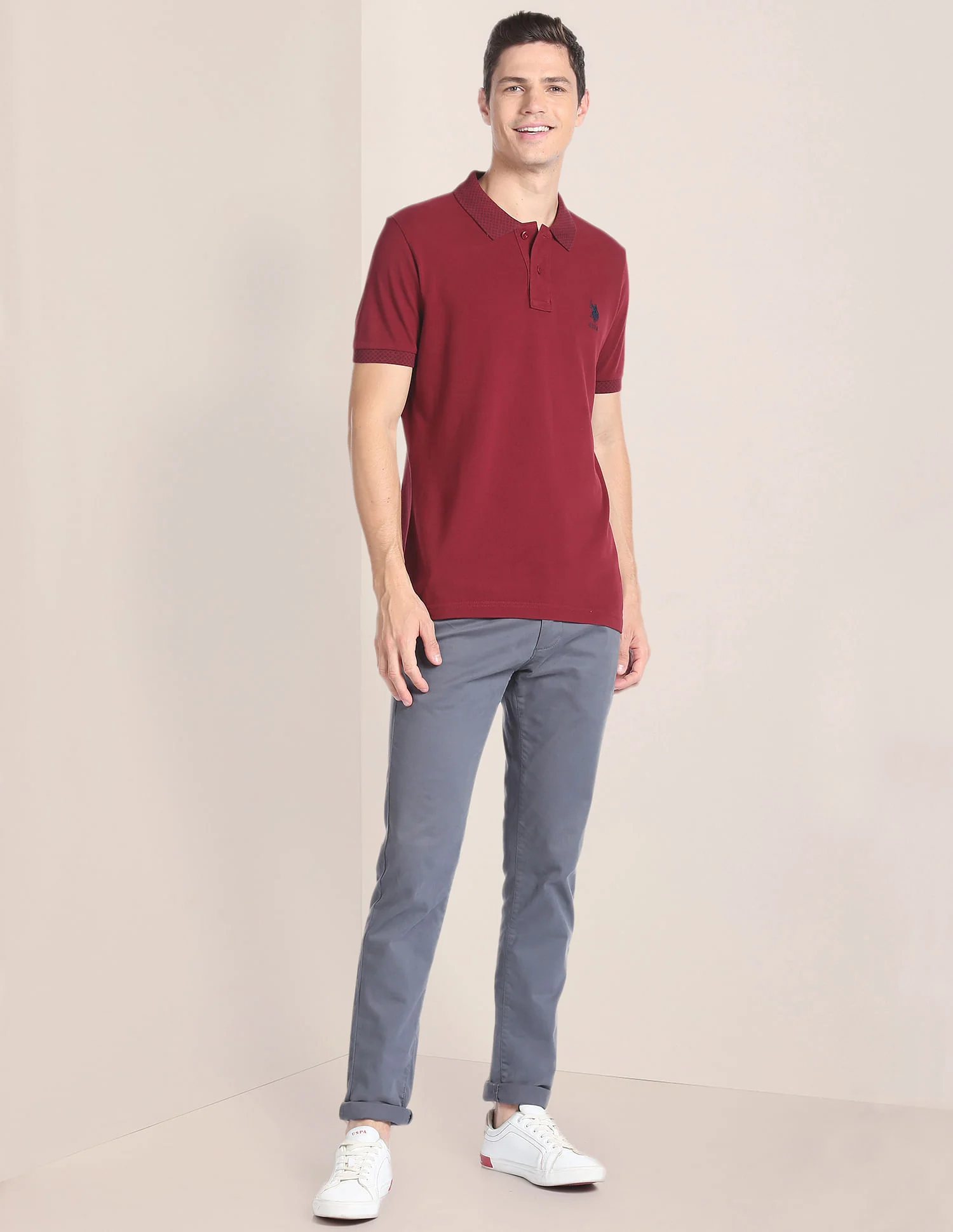 Solid Cotton Polo Shirt - Image 3