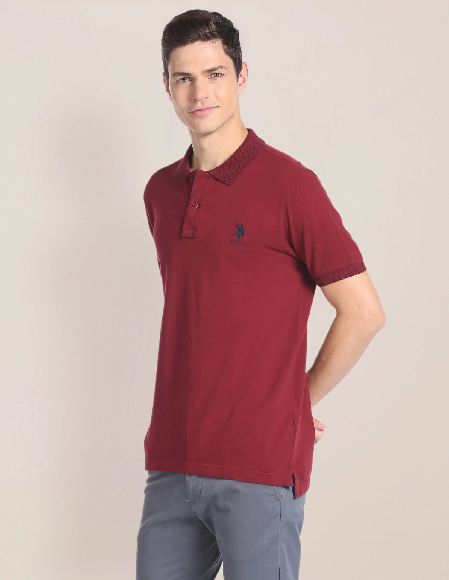Solid Cotton Polo Shirt - Image 4