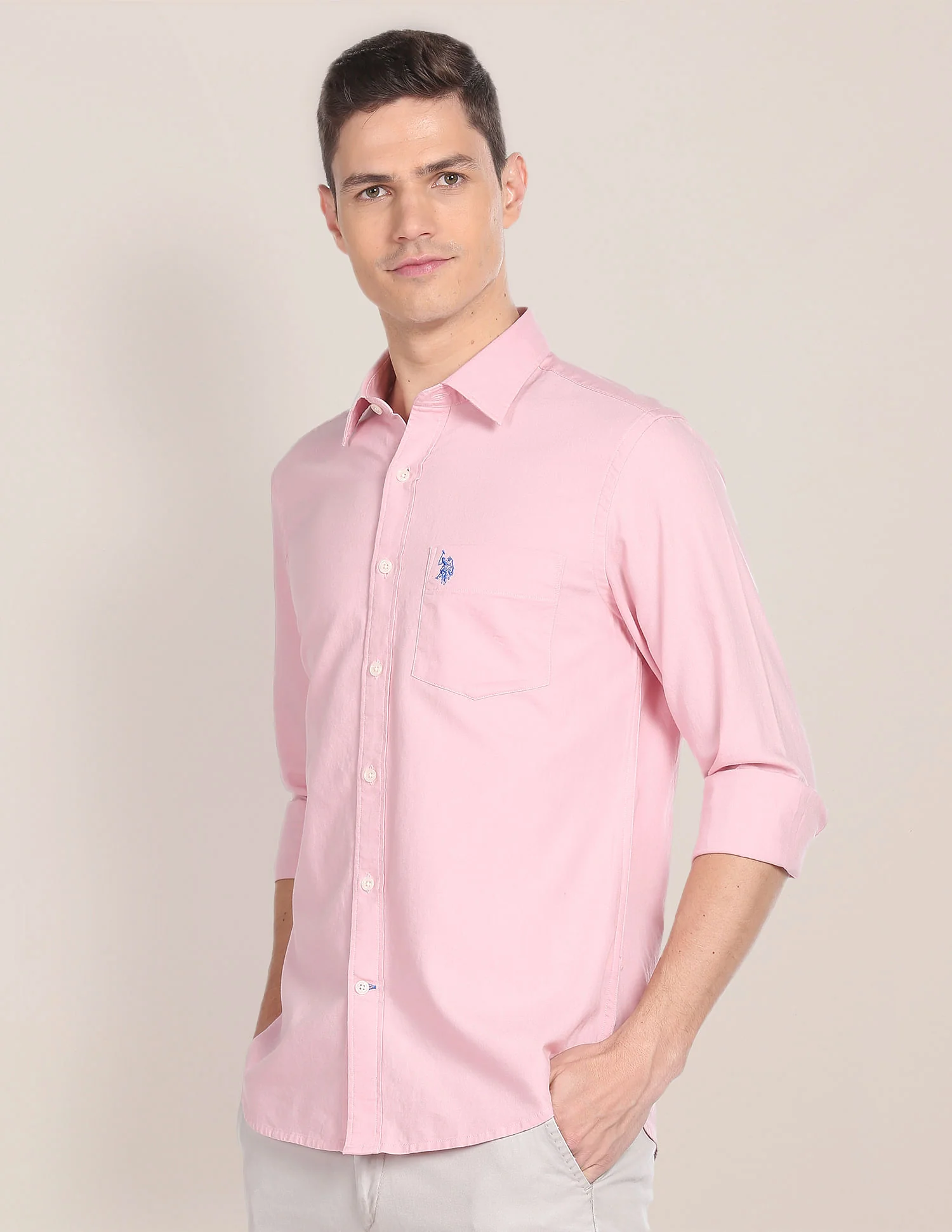 Solid Dobby Cotton Shirt - Image 4