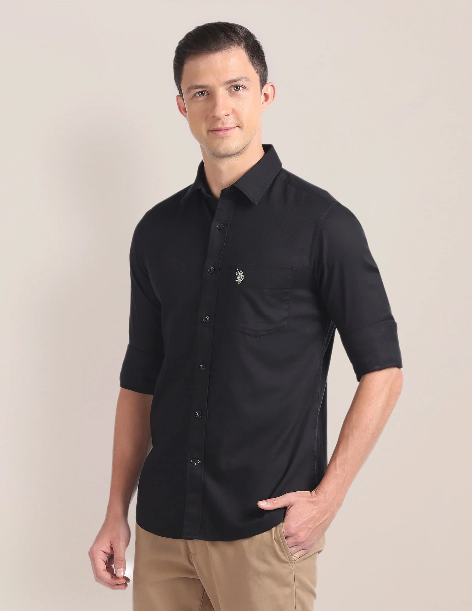 Solid Dobby Cotton Shirt - Image 4