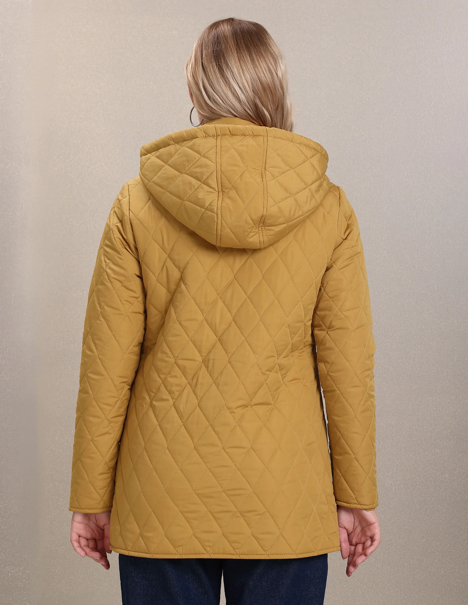 Solid High Neck Quilted Jacket - Image 5