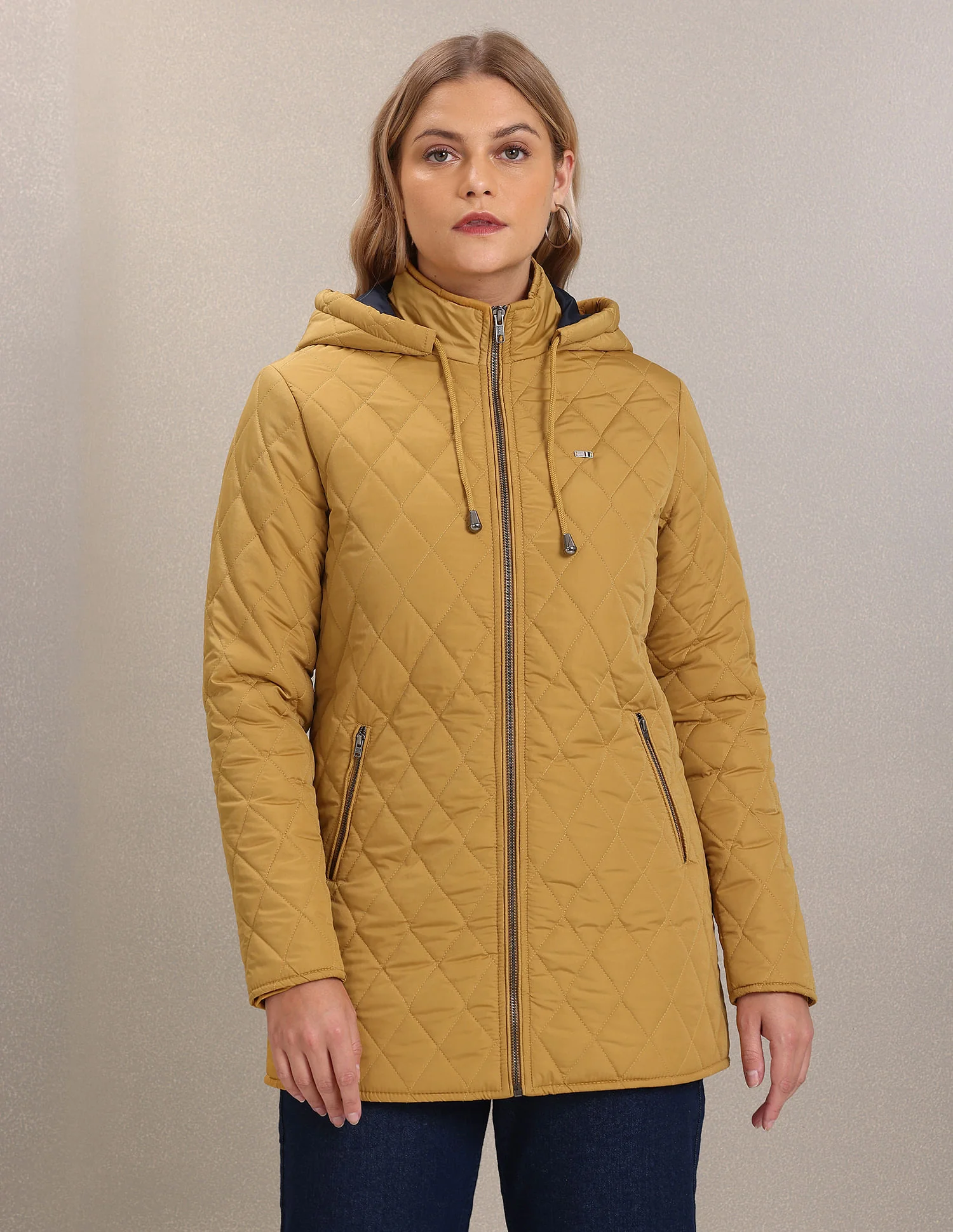 Solid High Neck Quilted Jacket - Image 6