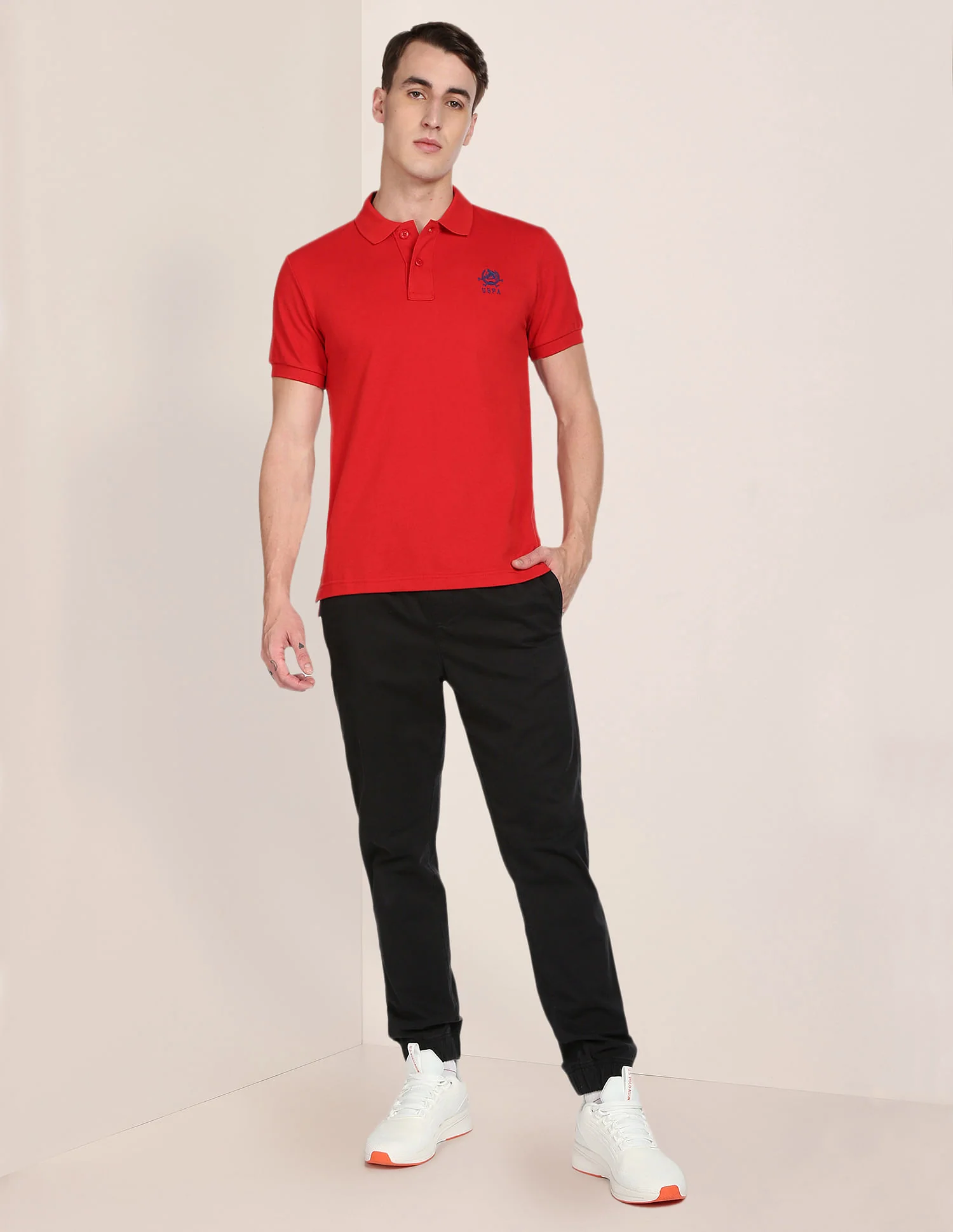 Solid Pique Knit Polo Shirt - Image 3