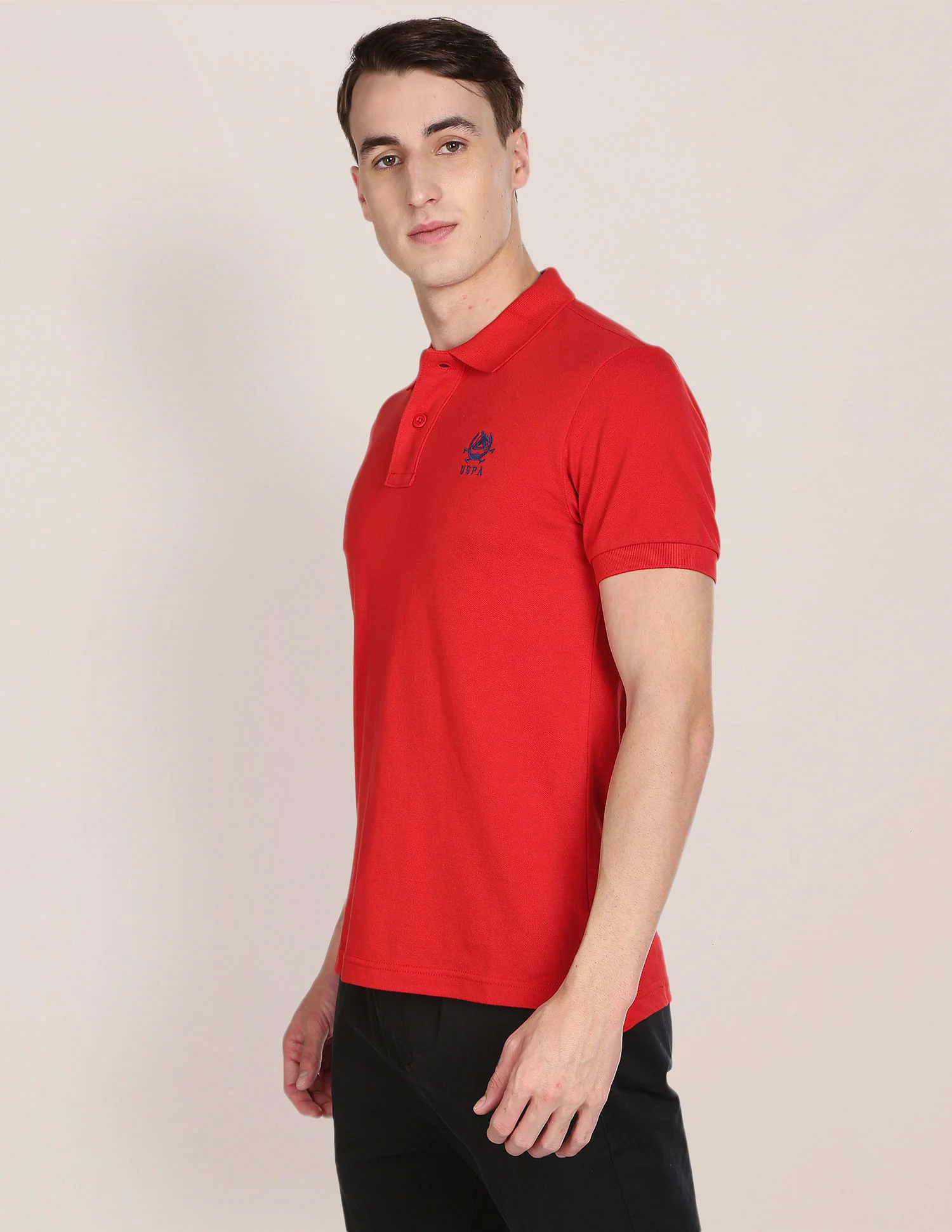 Solid Pique Knit Polo Shirt - Image 4