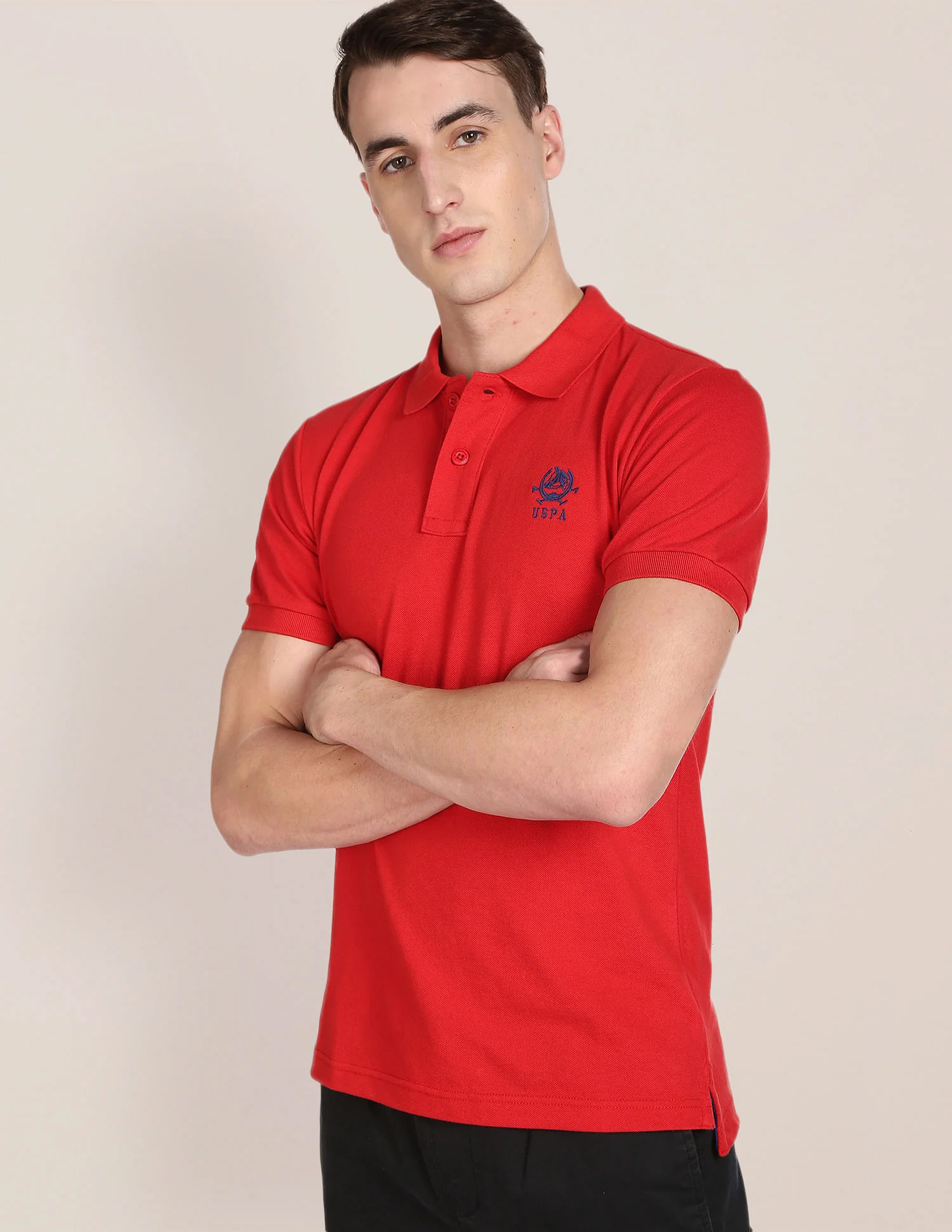 Solid Pique Knit Polo Shirt - Image 6