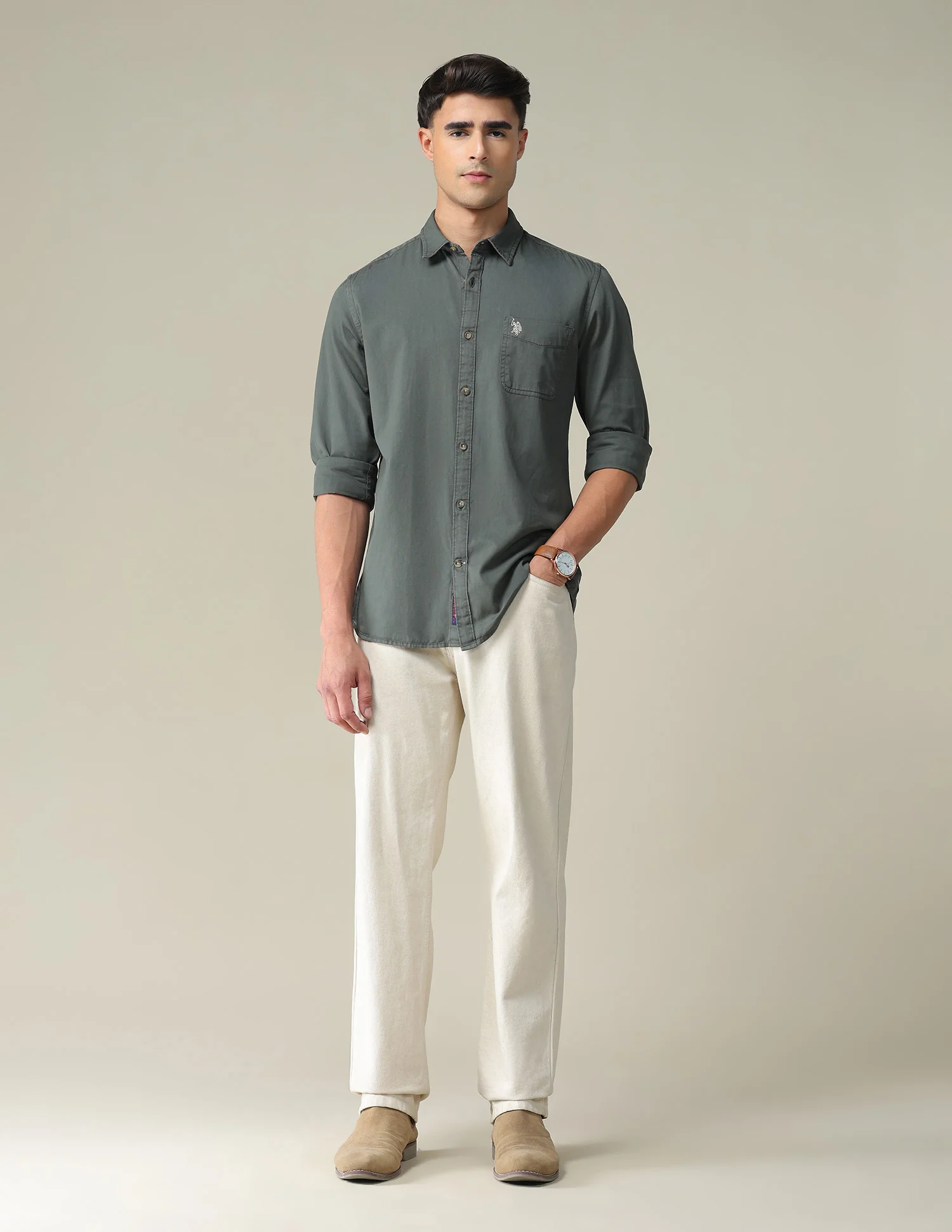 Solid Slim Shirt - Image 3