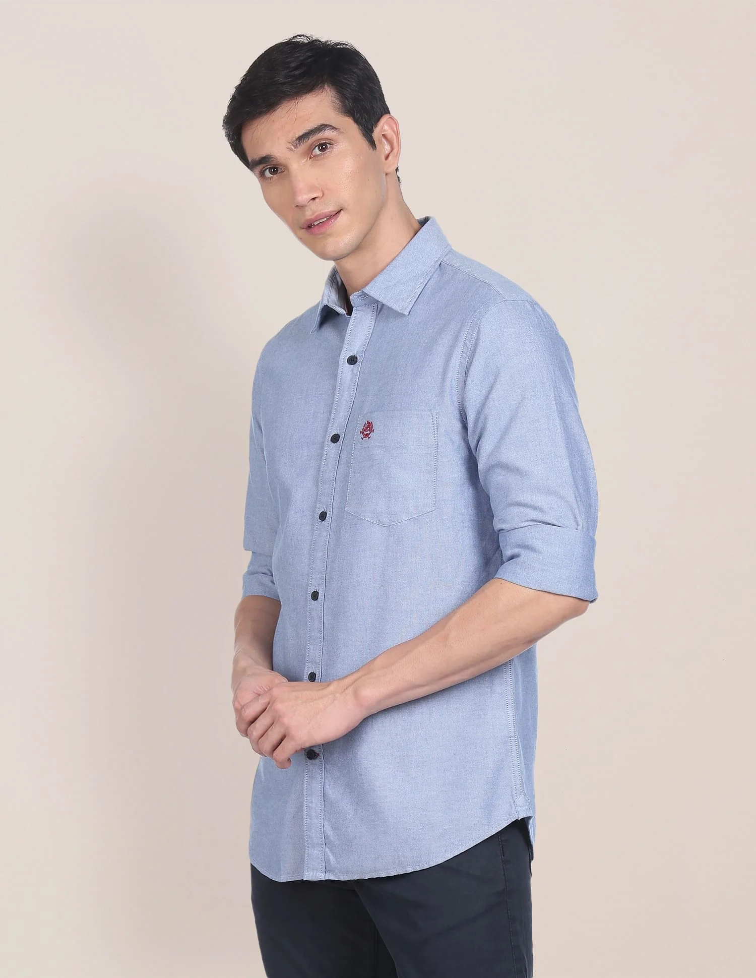 Solid Spread Collar Casual Shirt - Image 4
