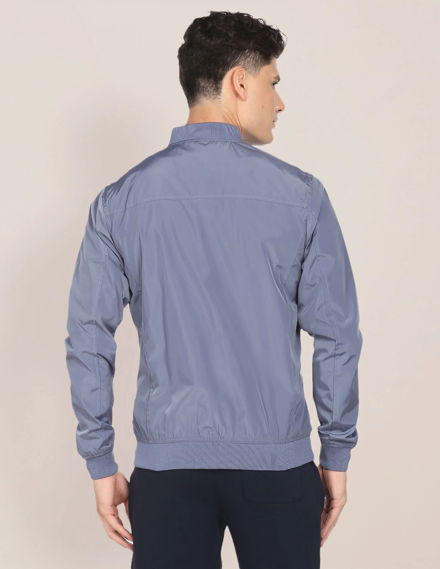 Solid Stand Collar Bomber Jacket - Image 5