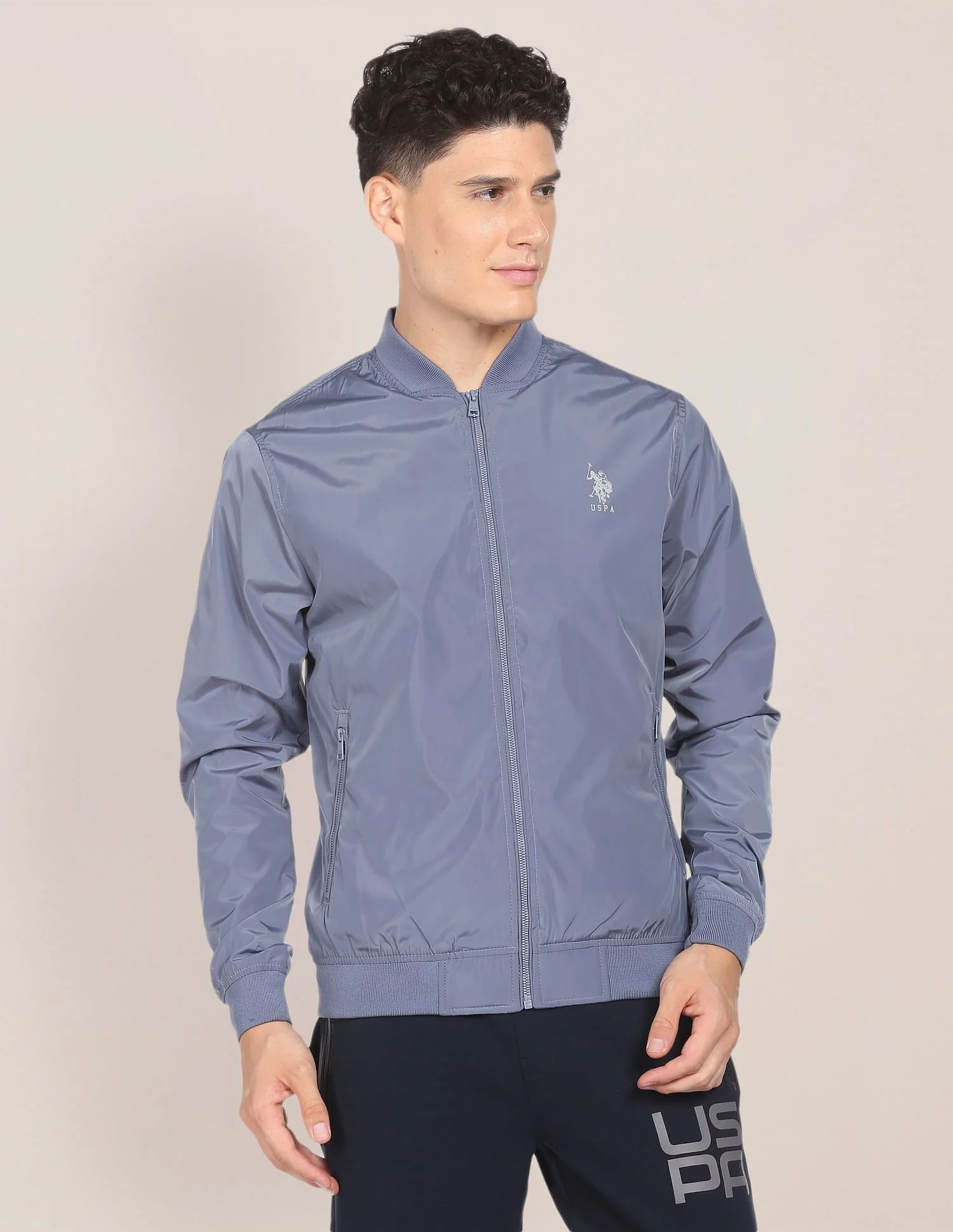 Solid Stand Collar Bomber Jacket - Image 6