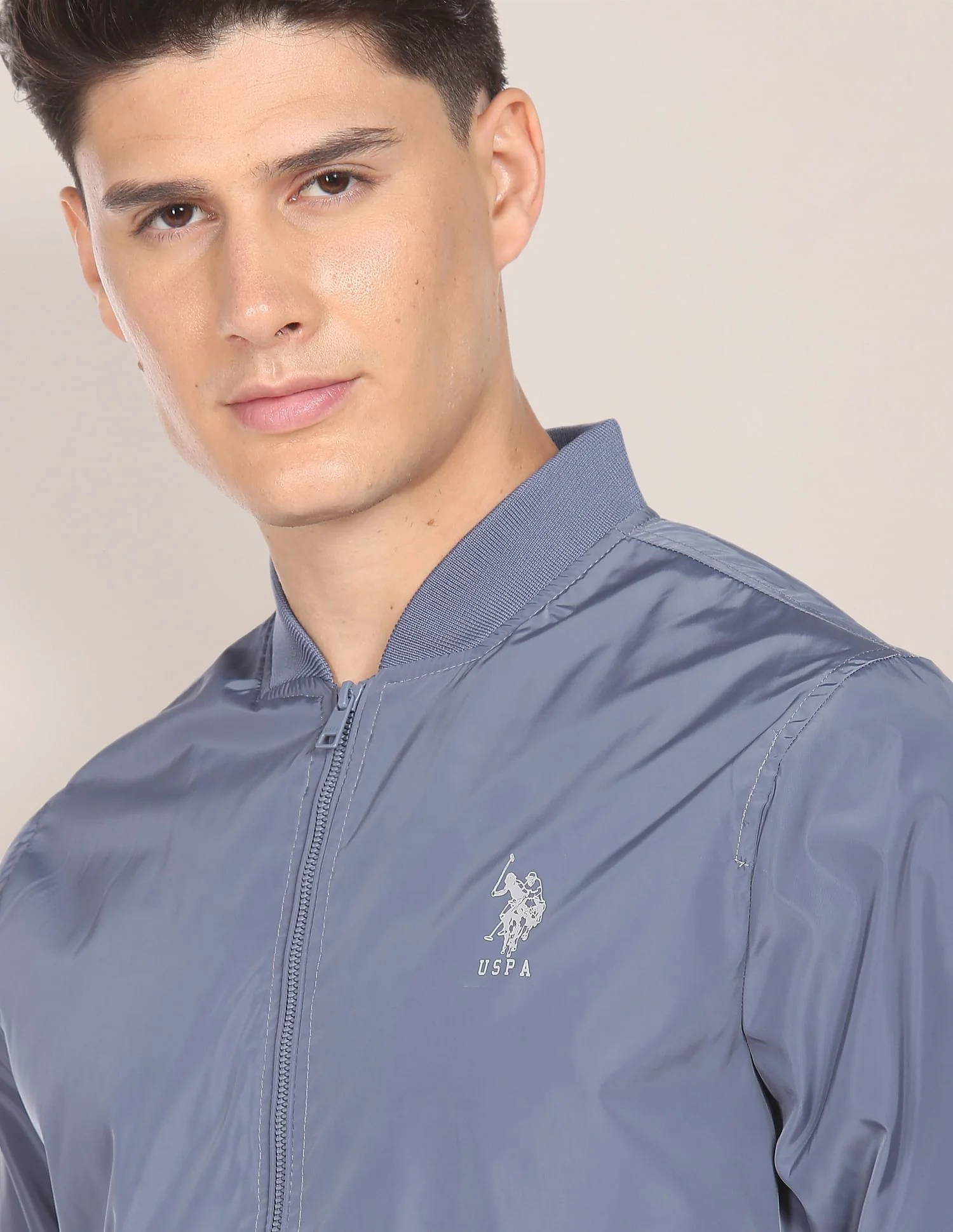 Solid Stand Collar Bomber Jacket - Image 7