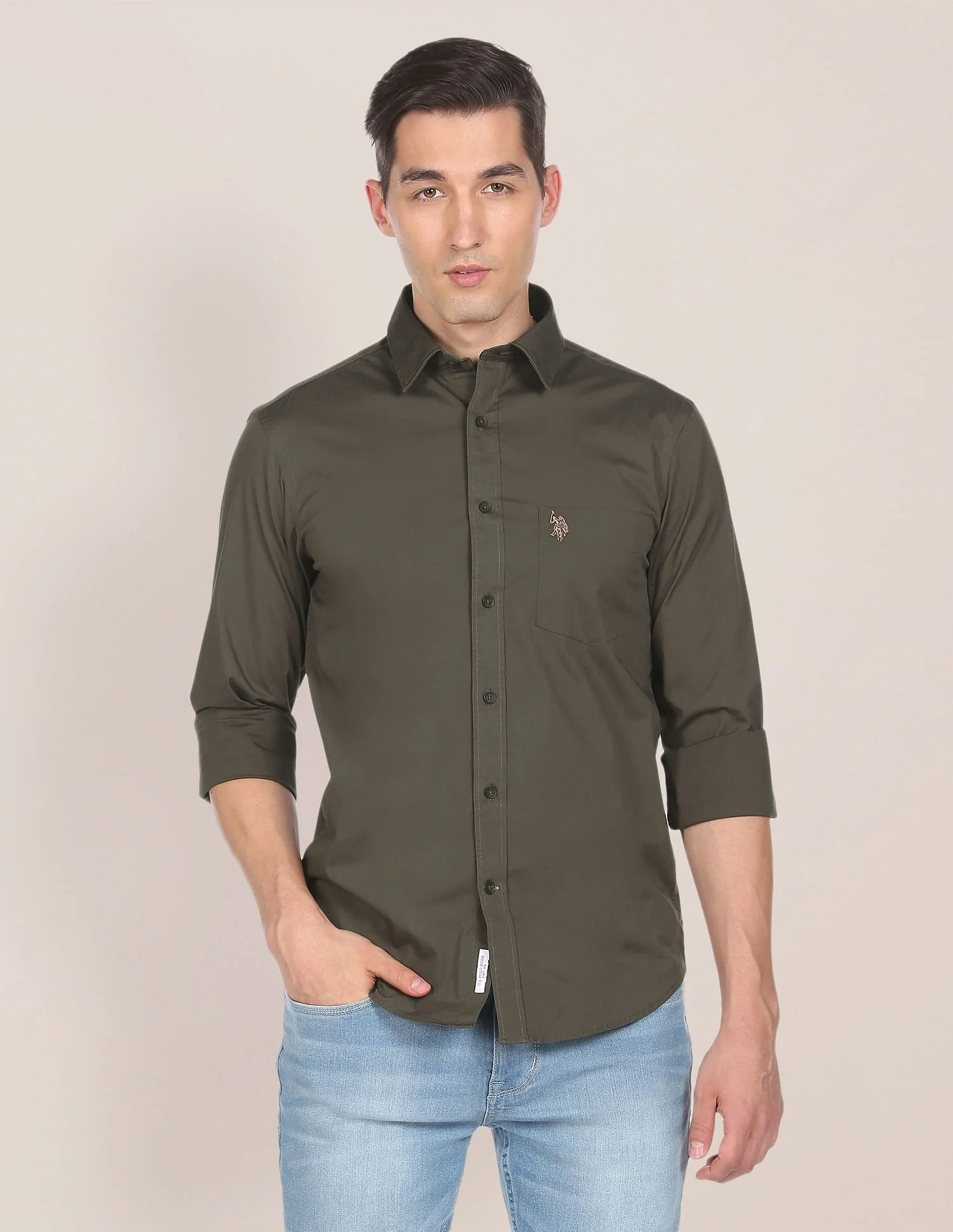 Solid Tailored Fit Casual Shirt