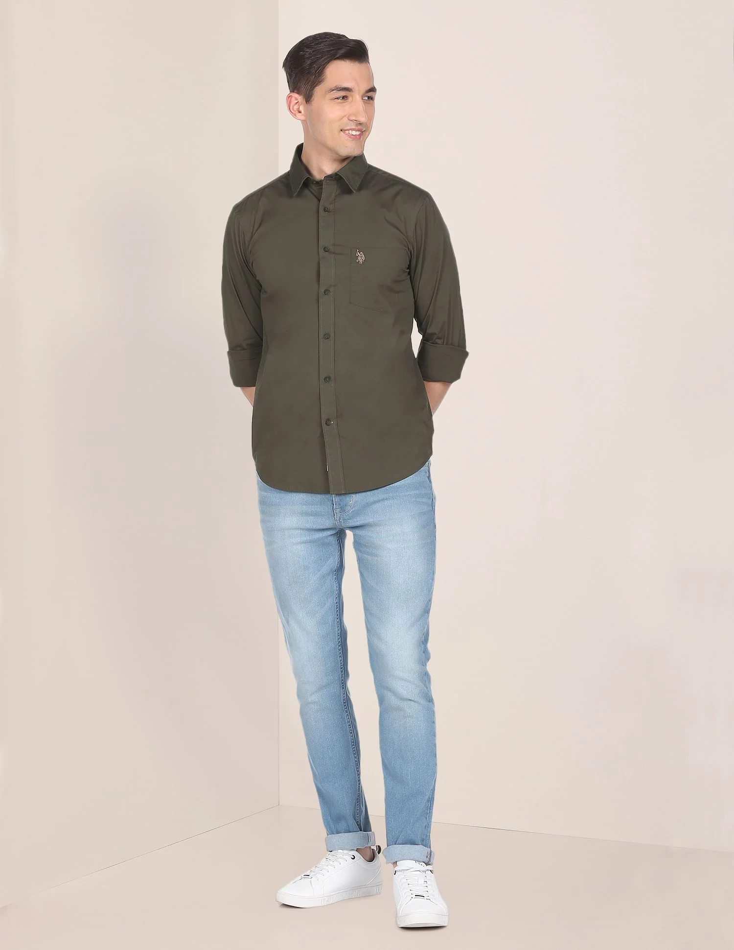 Solid Tailored Fit Casual Shirt - Image 3