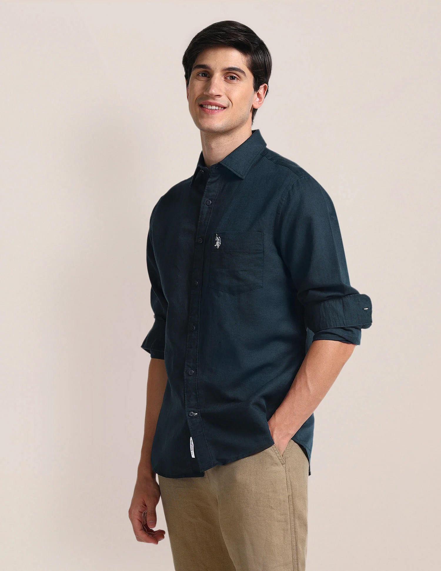 Solid Tailored Fit Shirt - Image 4