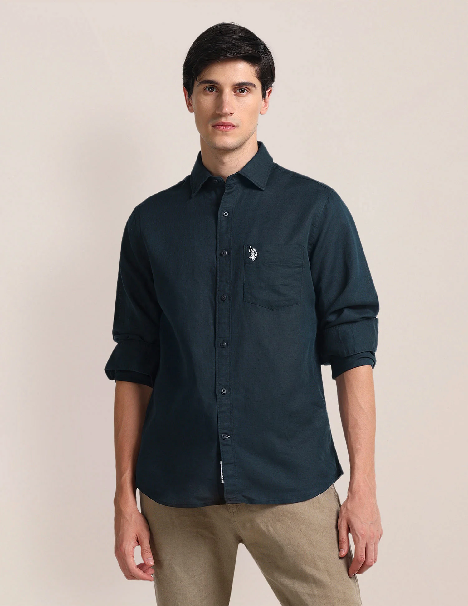Solid Tailored Fit Shirt - Image 6