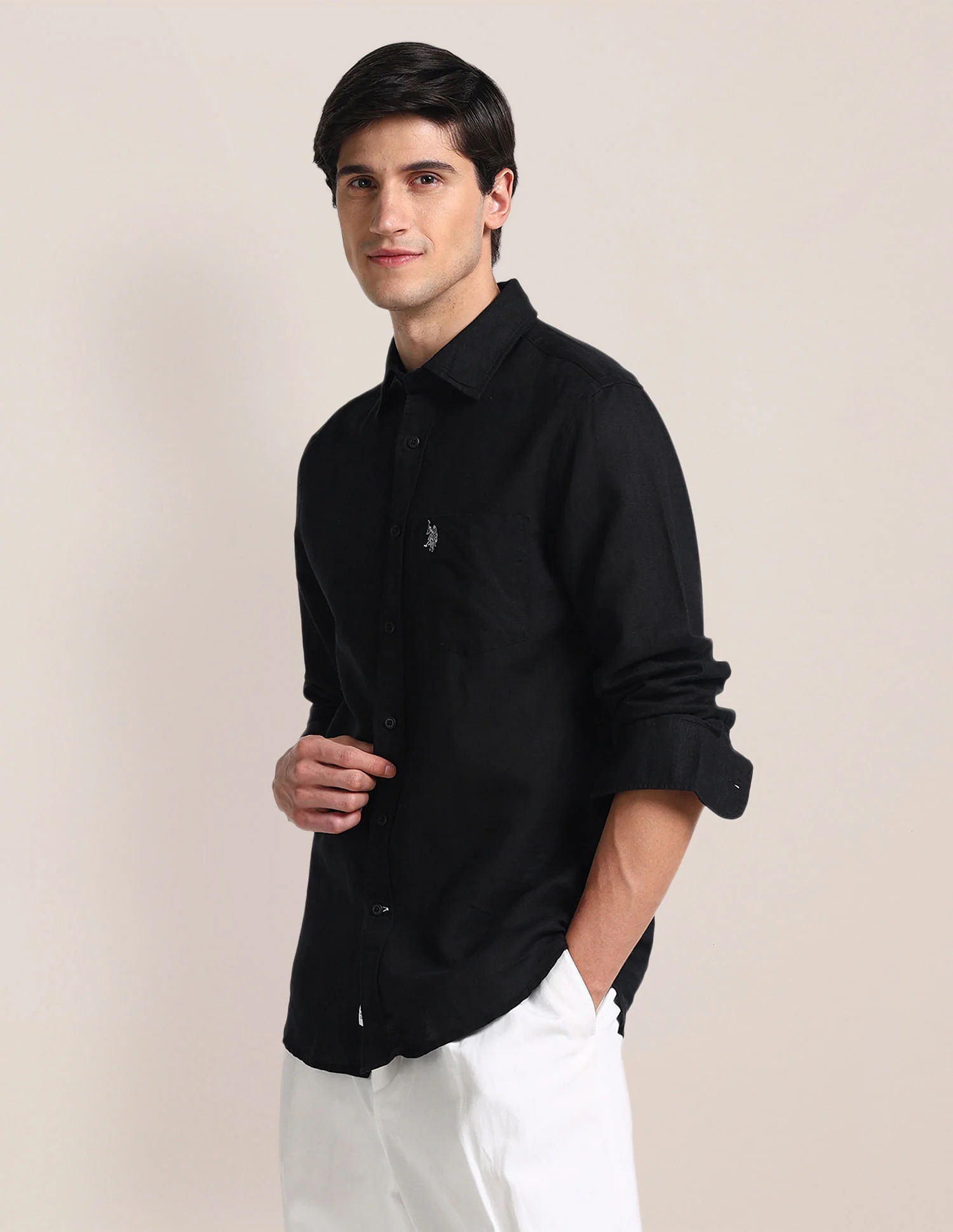 Solid Tailored Fit Shirt - Image 4