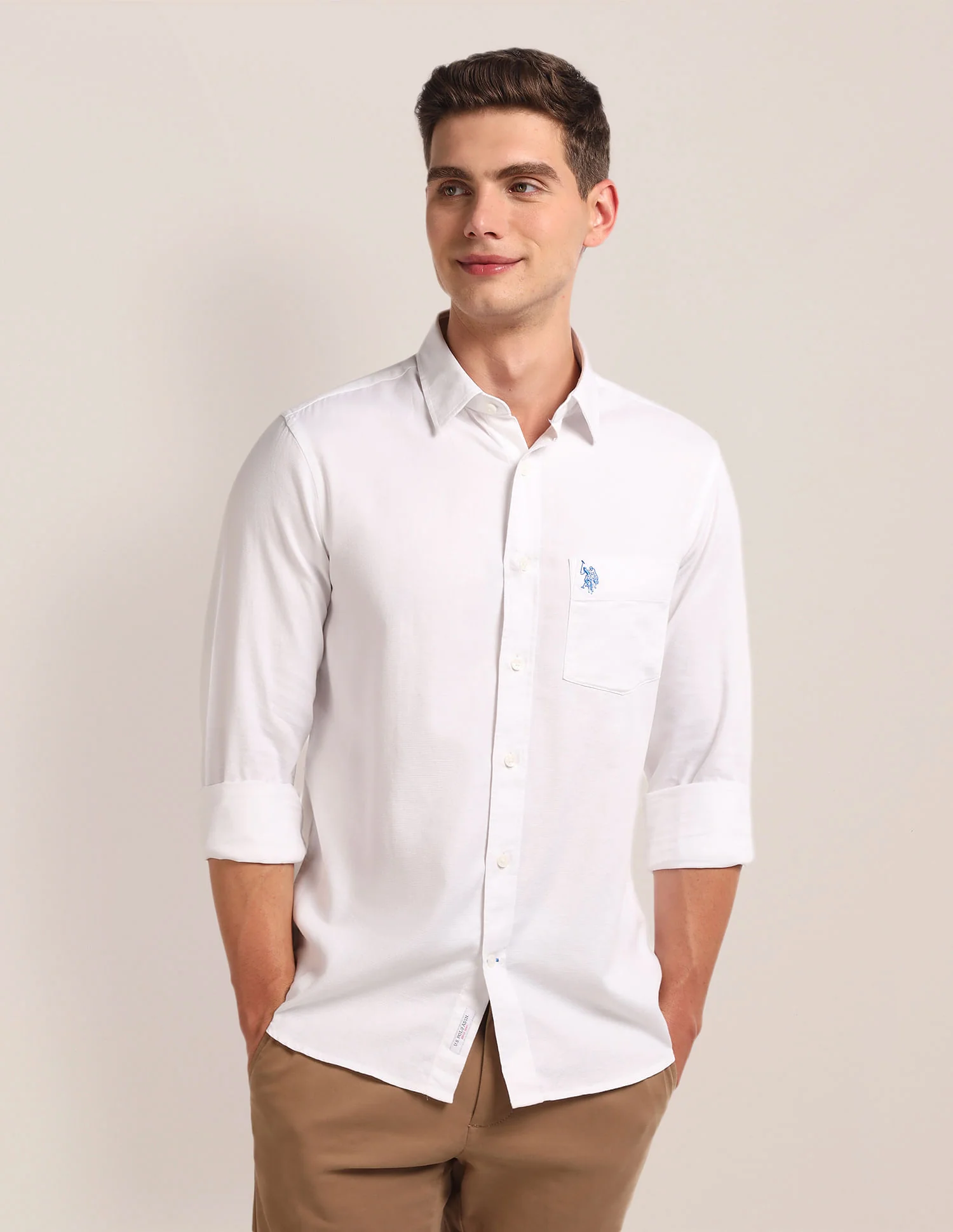 Solid Tailored Fit Shirt - Image 6
