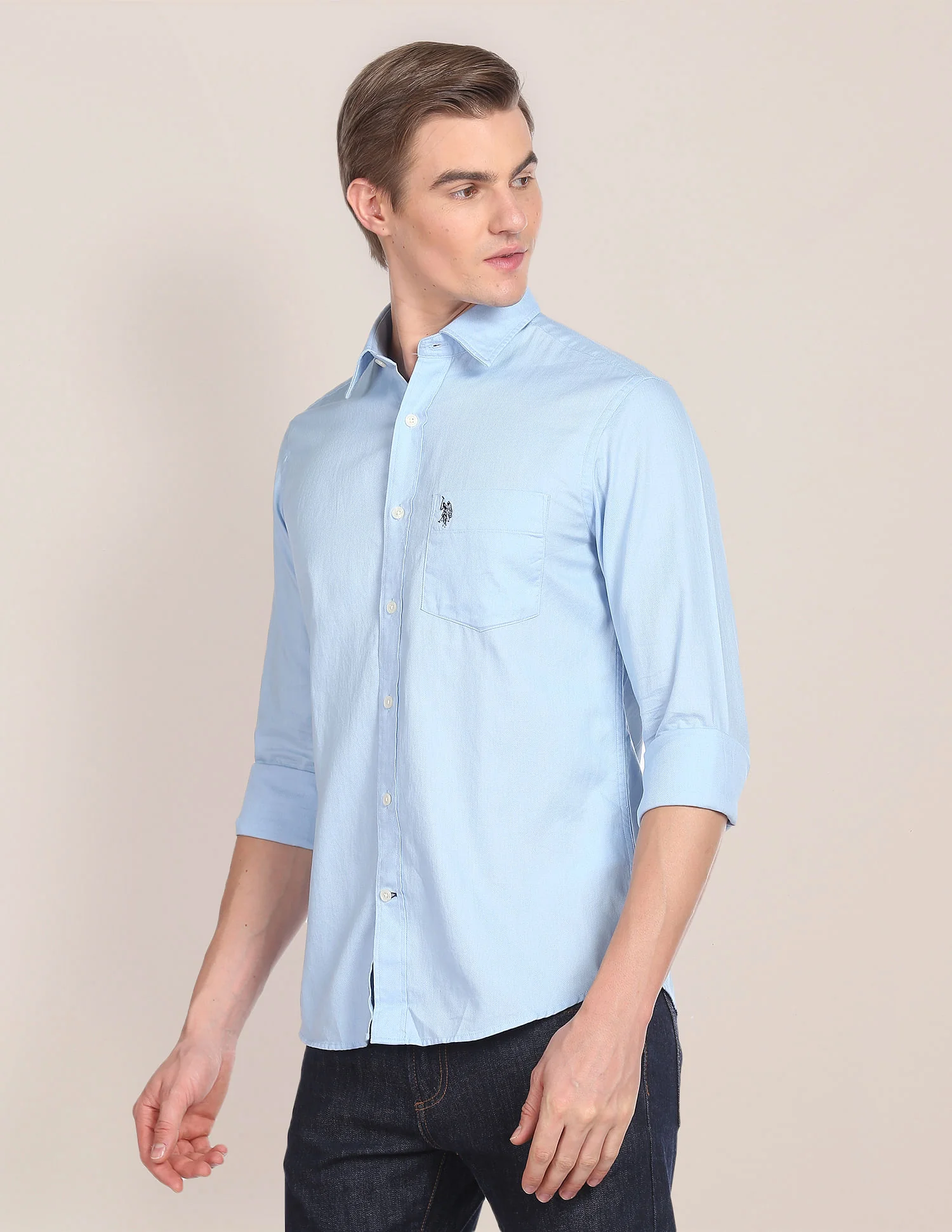Solid Tailored Fit Shirt - Image 4