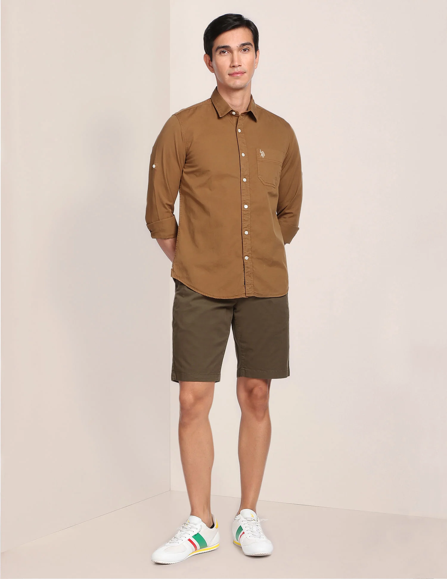 Solid Twill Convertible Sleeve Casual Shirt - Image 3