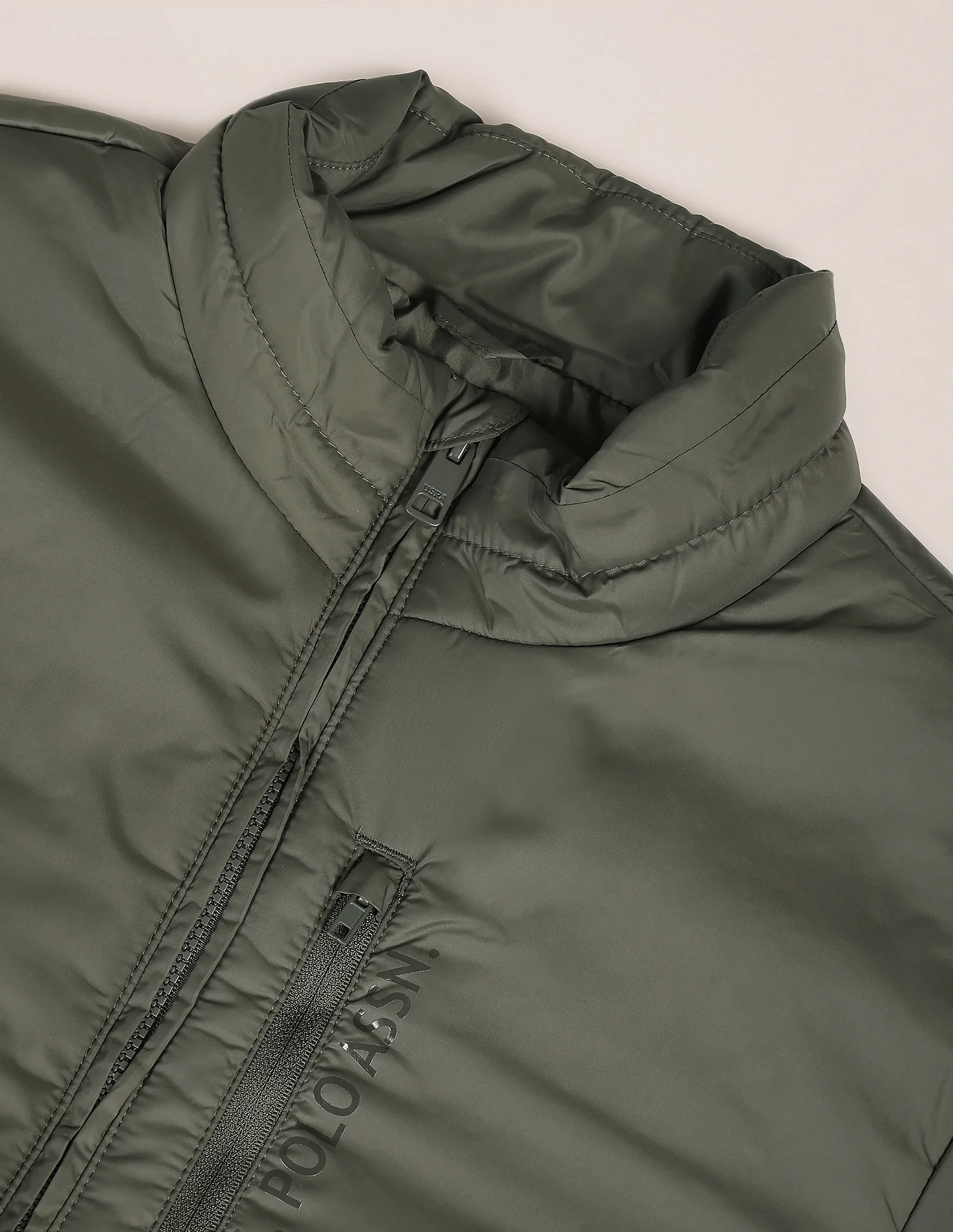 Solid Zip Up Quilted Jacket - Image 2