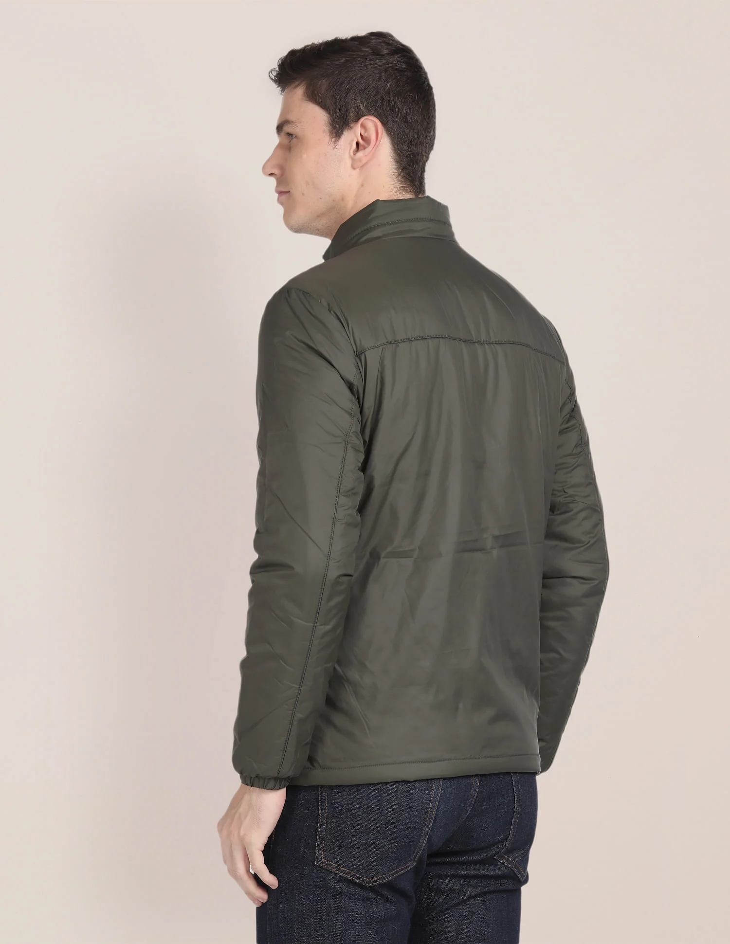 Solid Zip Up Quilted Jacket - Image 5