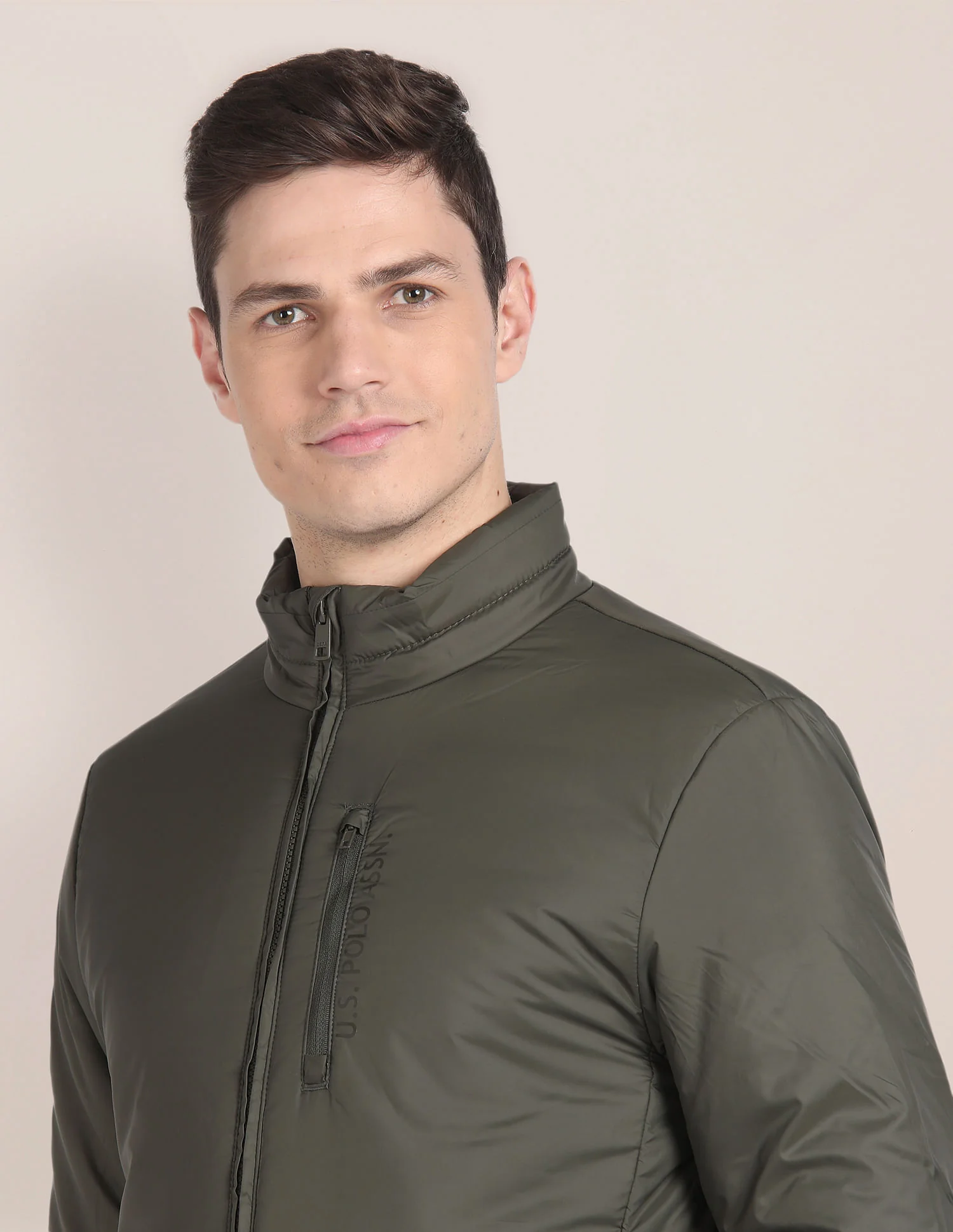 Solid Zip Up Quilted Jacket - Image 7