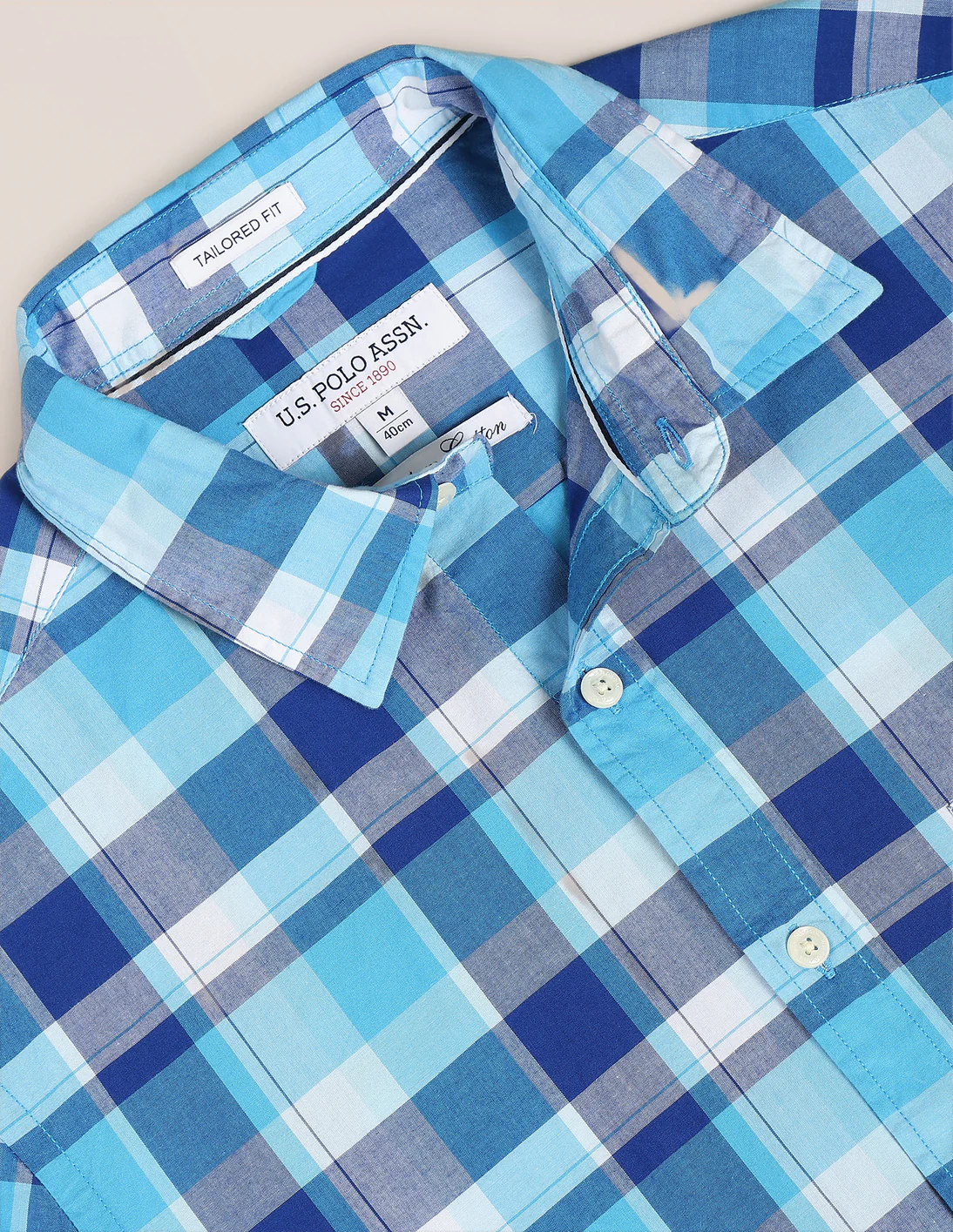 Spread Collar Checked Shirt - Image 2