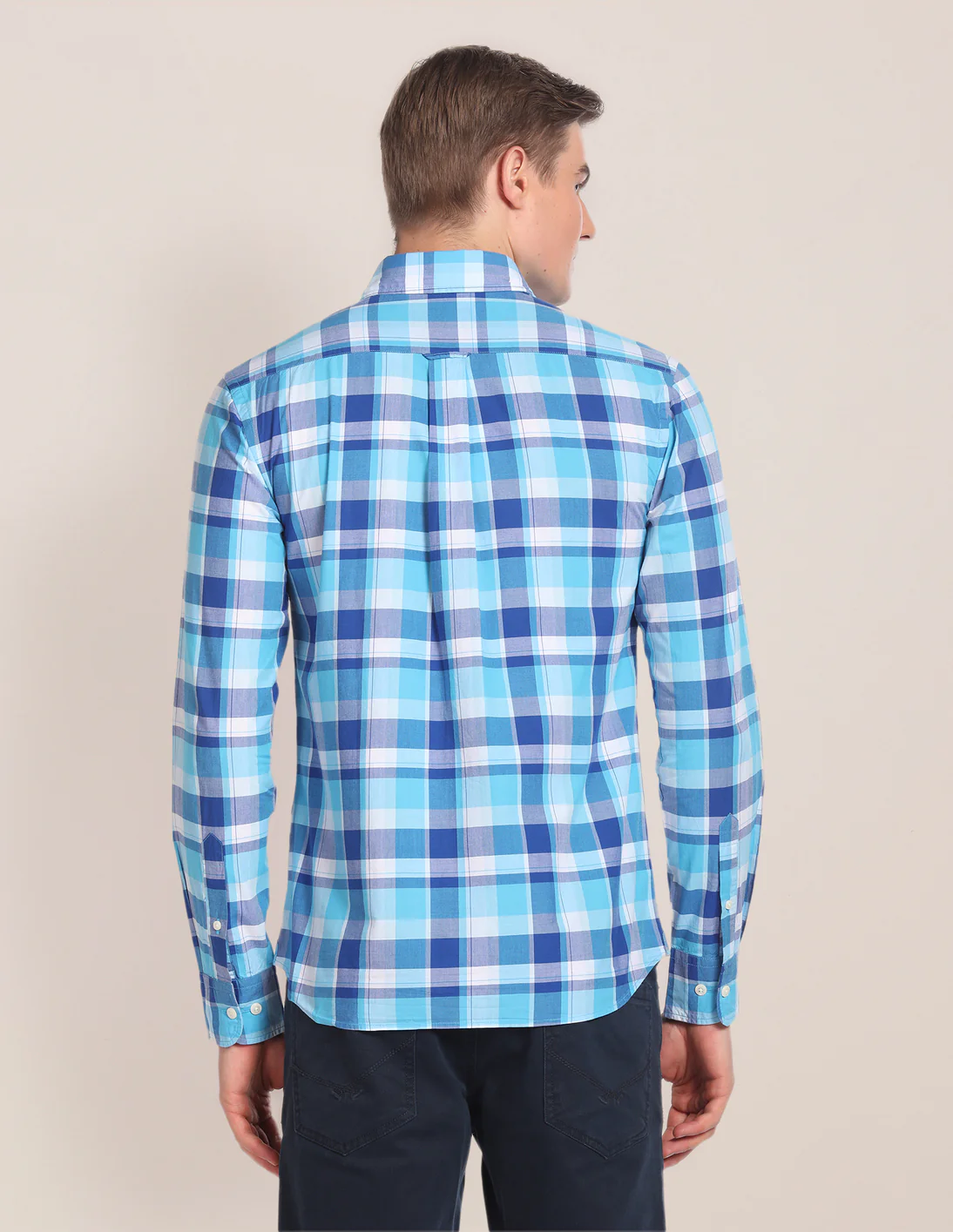Spread Collar Checked Shirt - Image 5