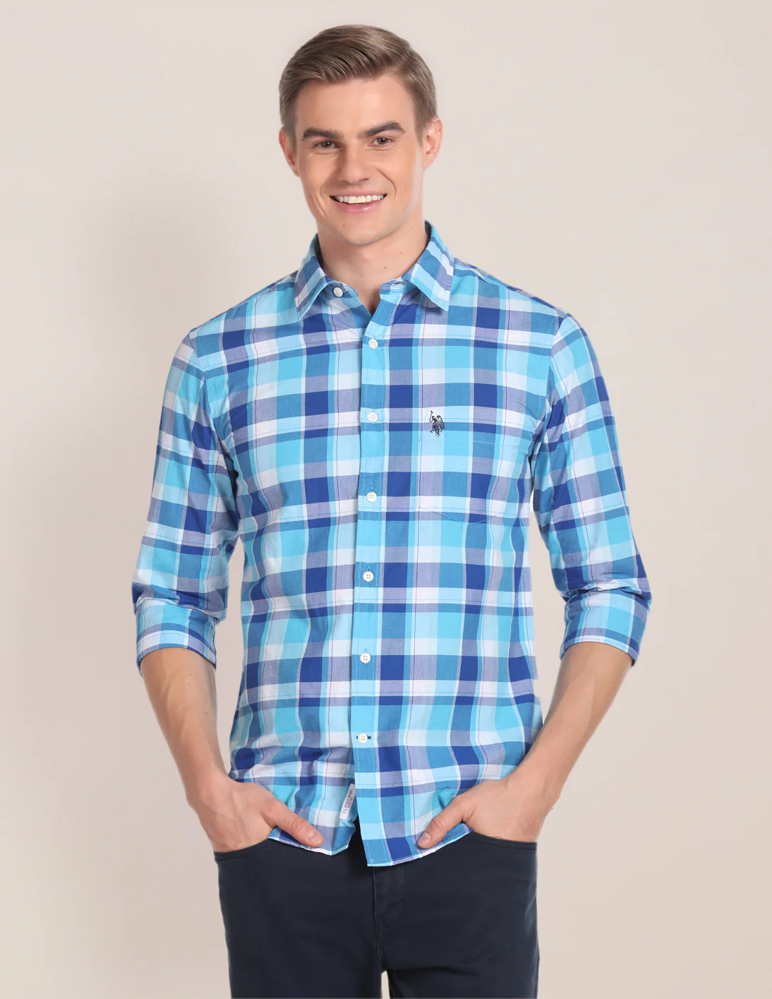 Spread Collar Checked Shirt - Image 6