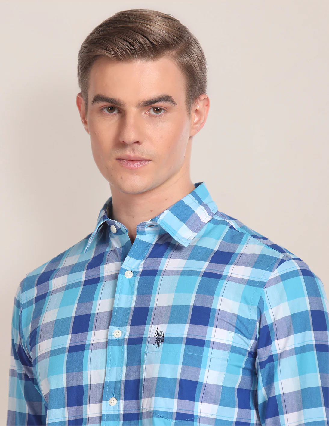 Spread Collar Checked Shirt - Image 7
