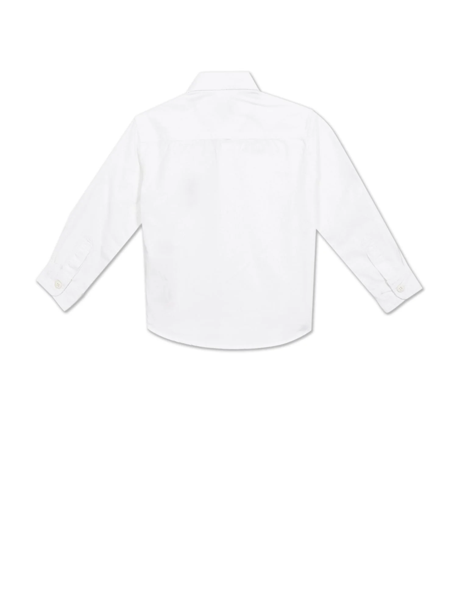Spread Collar Cotton Solid Shirt - Image 2