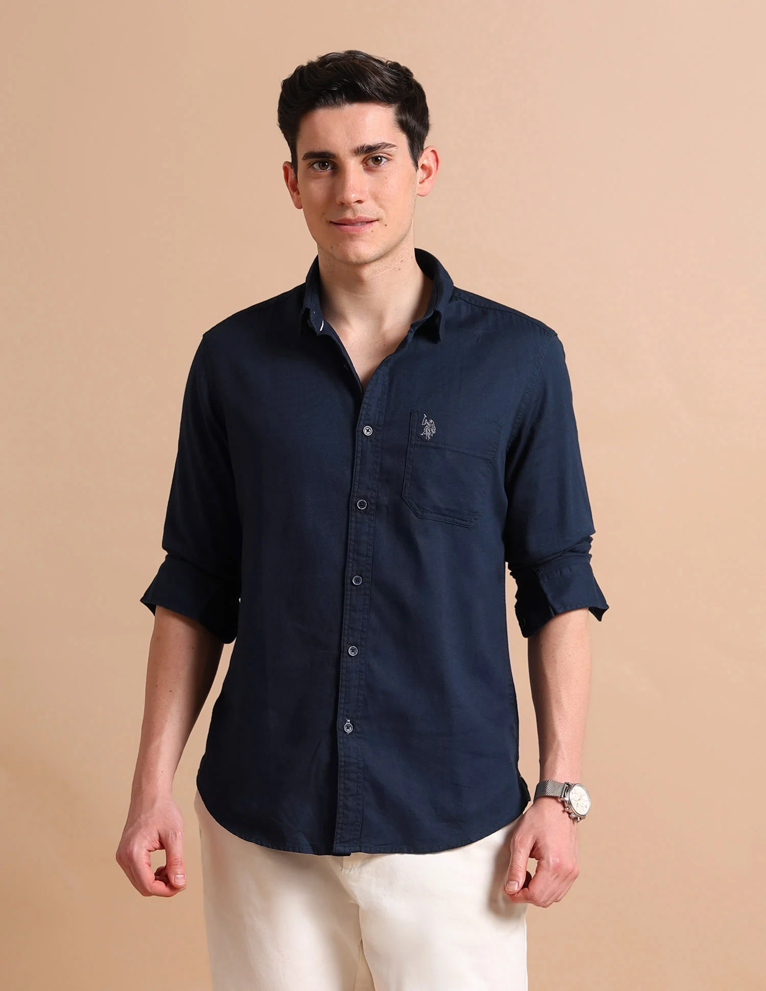 Spread Collar Dobby Formal Shirt