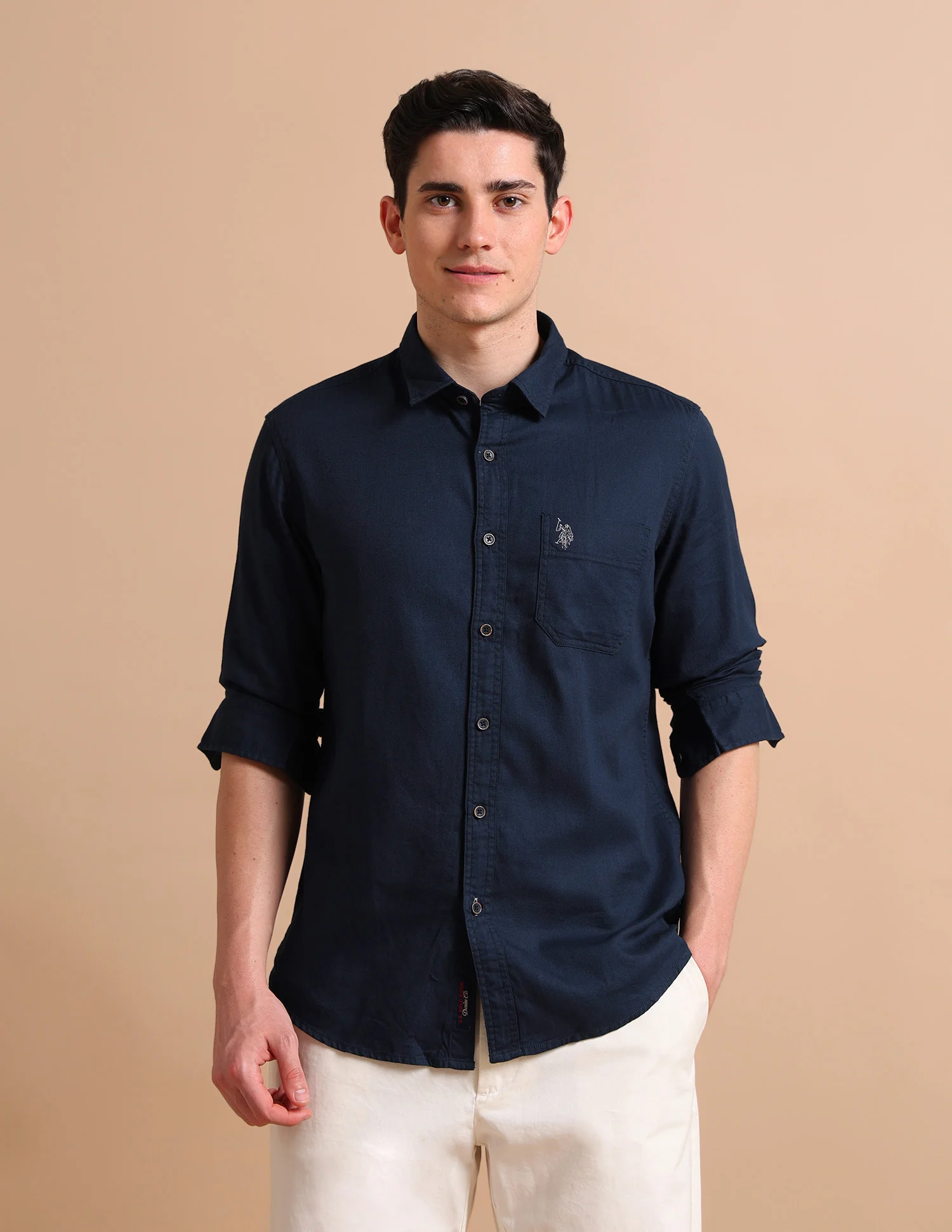 Spread Collar Dobby Formal Shirt - Image 6