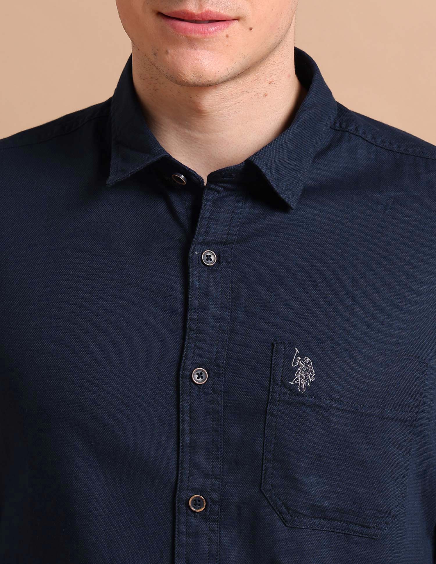 Spread Collar Dobby Formal Shirt - Image 7