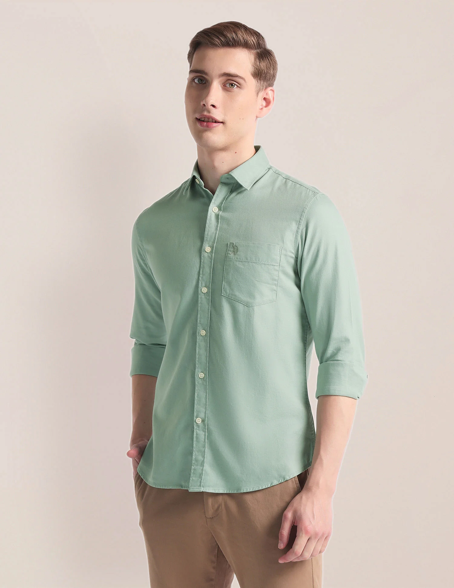 Spread Collar Dobby Shirt