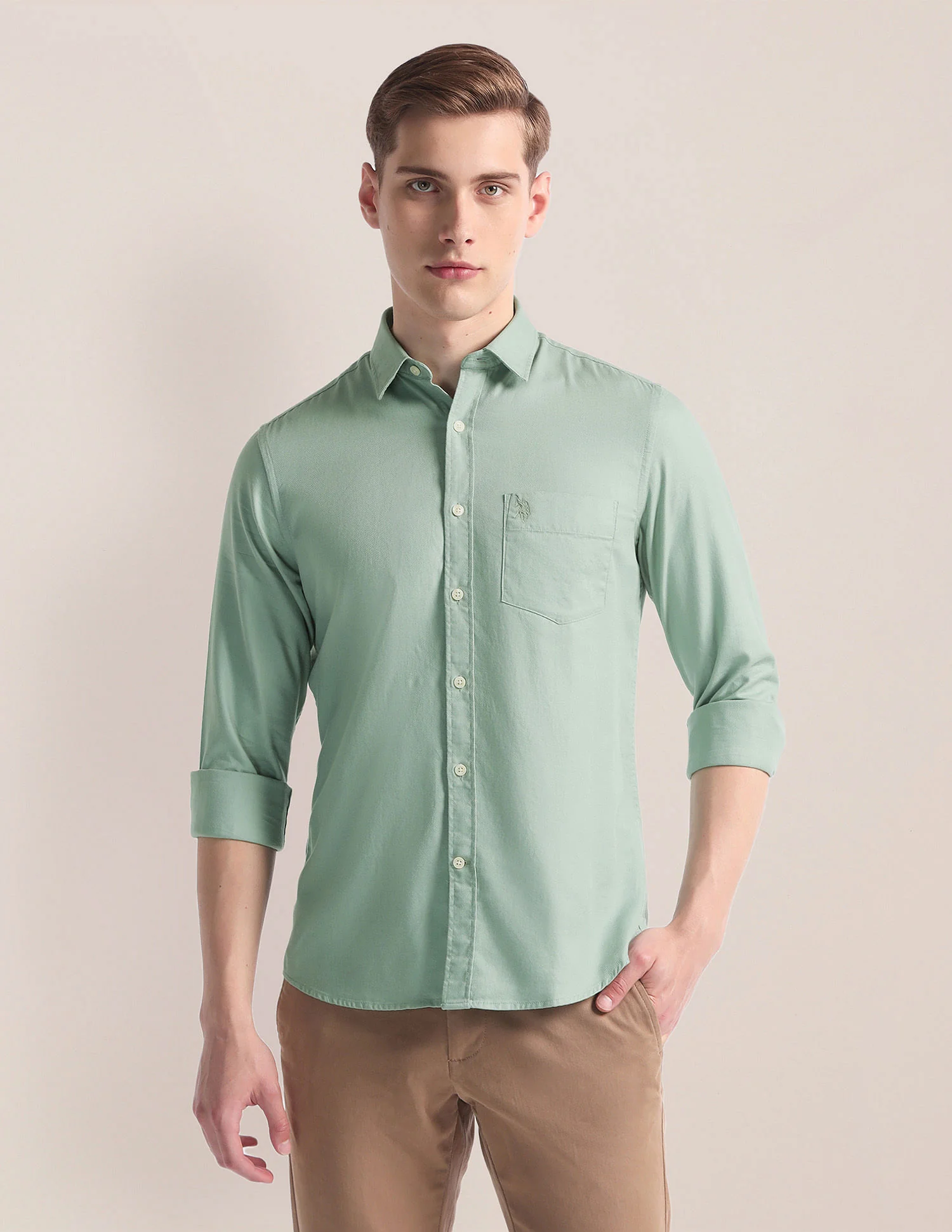 Spread Collar Dobby Shirt - Image 6