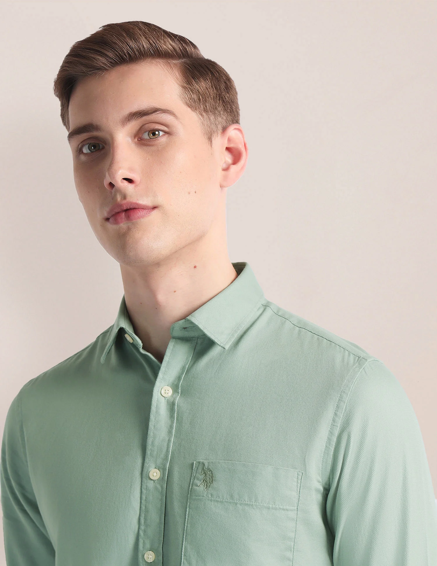 Spread Collar Dobby Shirt - Image 7