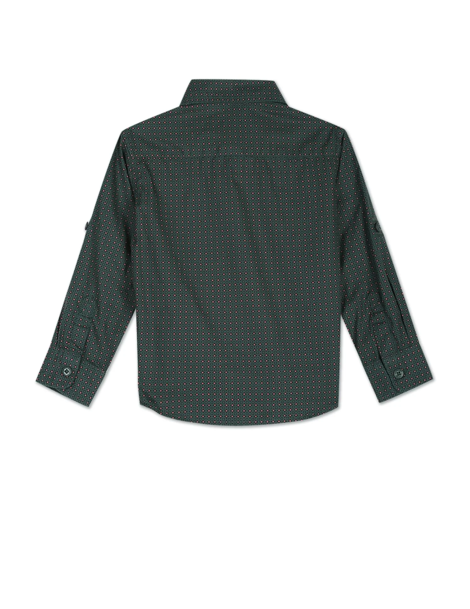 Spread Collar Geometric Print Cotton Shirt - Image 2