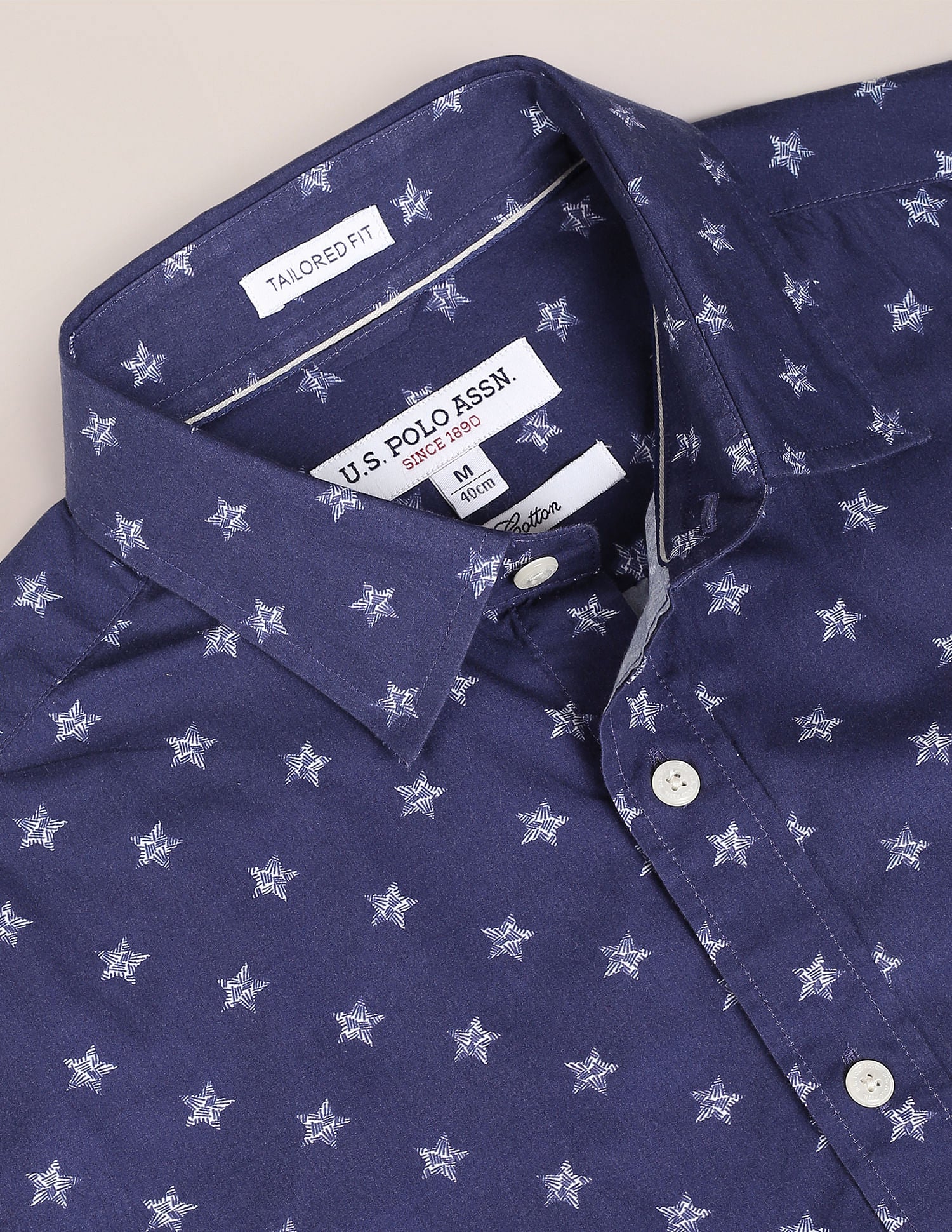 Spread Collar Geometric Print Shirt - Image 2