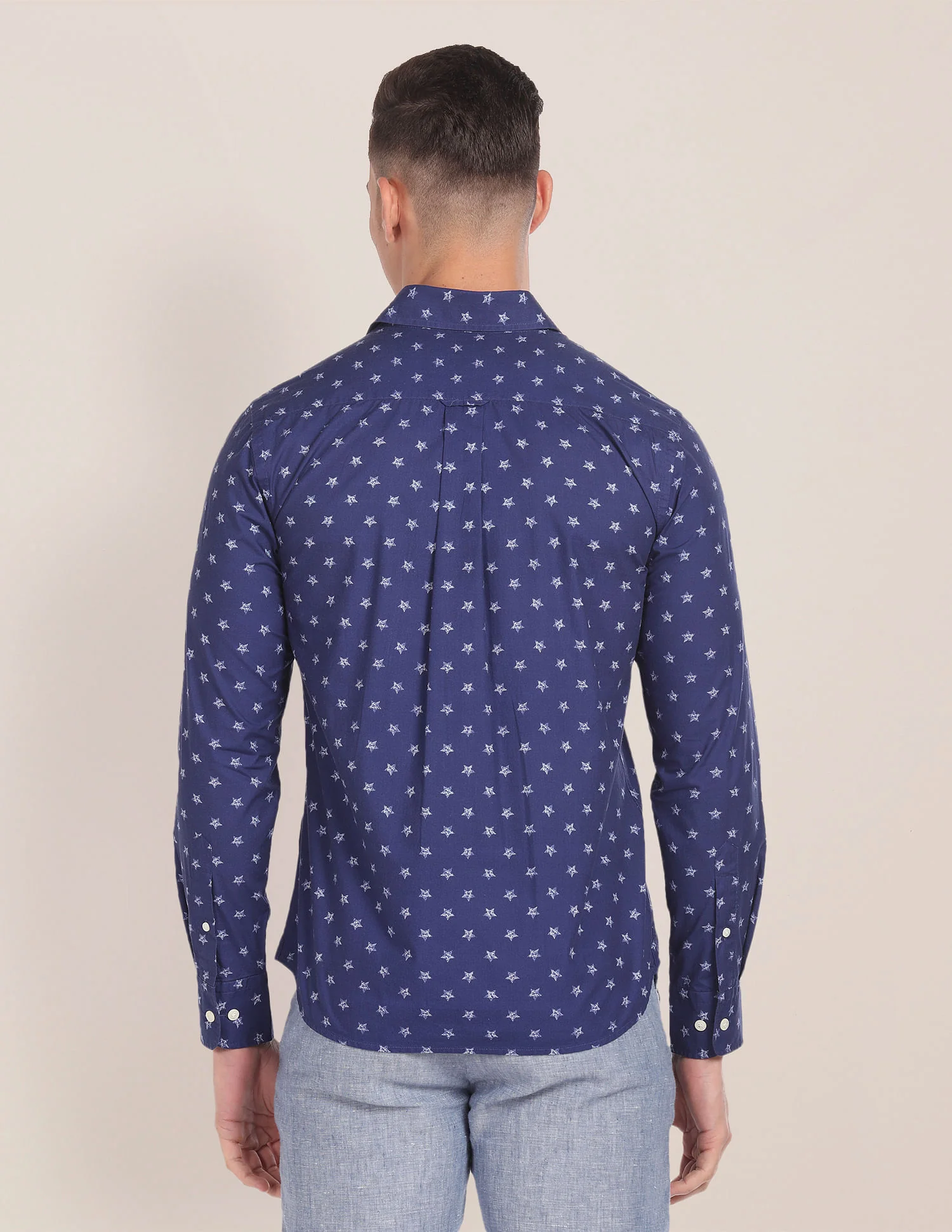 Spread Collar Geometric Print Shirt - Image 5