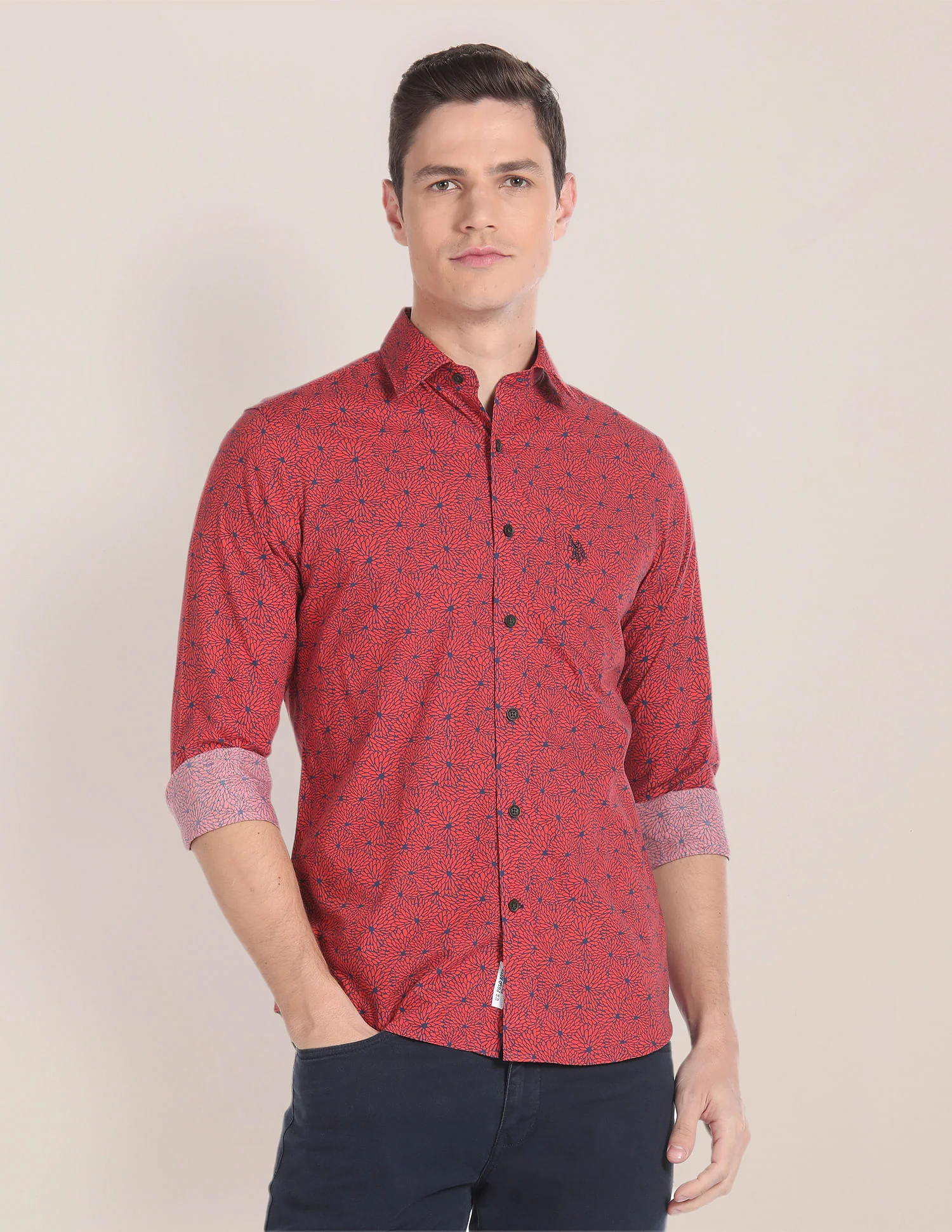 Spread Collar Graphic Print Shirt