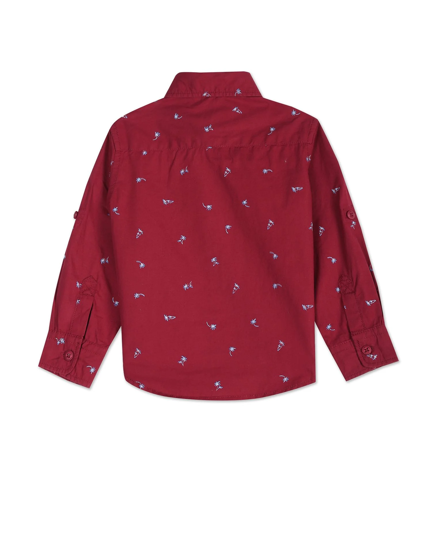 Spread Collar Motif Print Cotton Shirt - Image 2