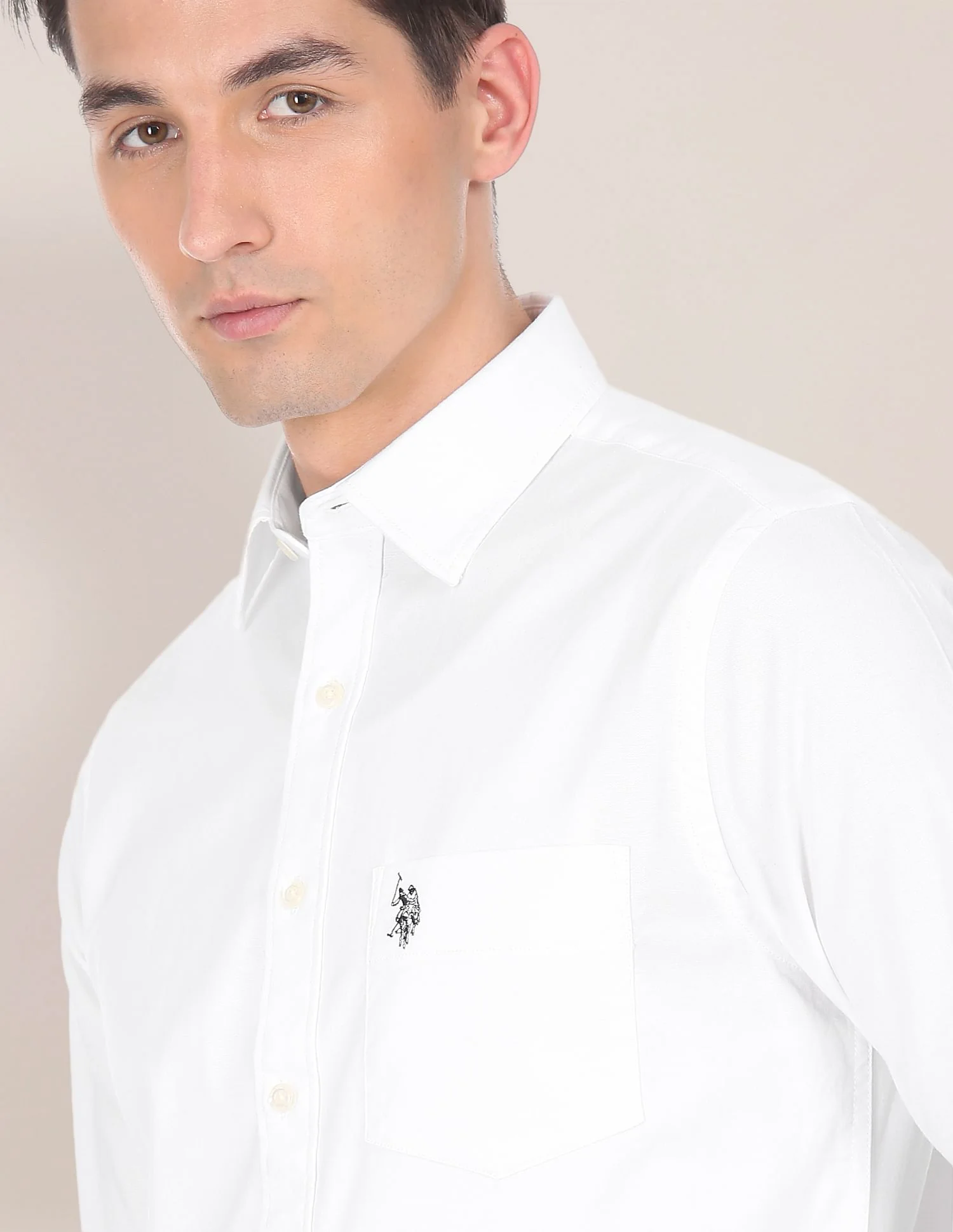 Spread Collar Solid Casual Shirt - Image 5