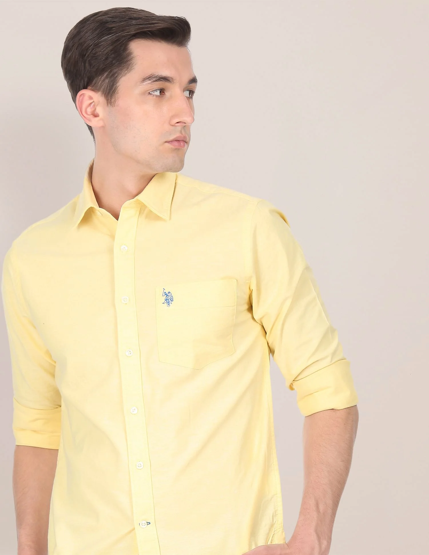 Spread Collar Solid Casual Shirt - Image 6