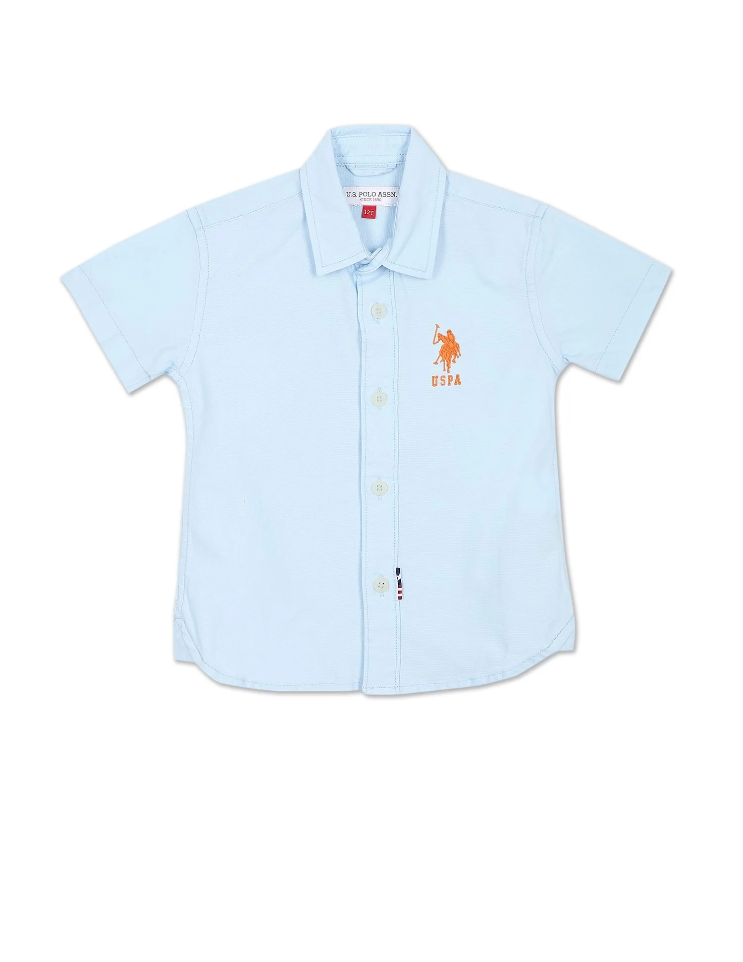 Spread Collar Solid Casual Shirt